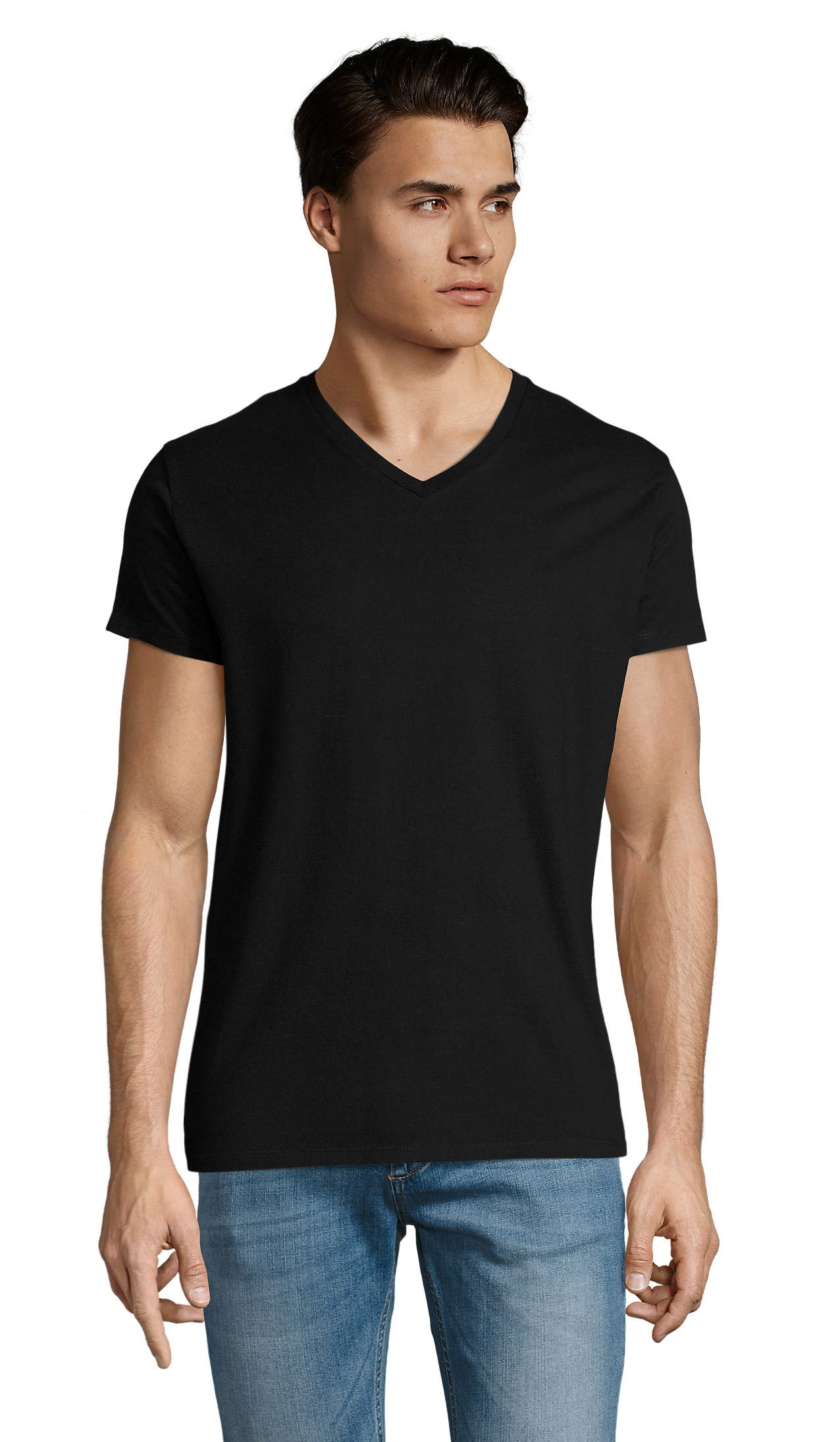 Ανδρικό T-shirt 02940 Sol's Imperial V Men με Λαιμόκοψη V Black