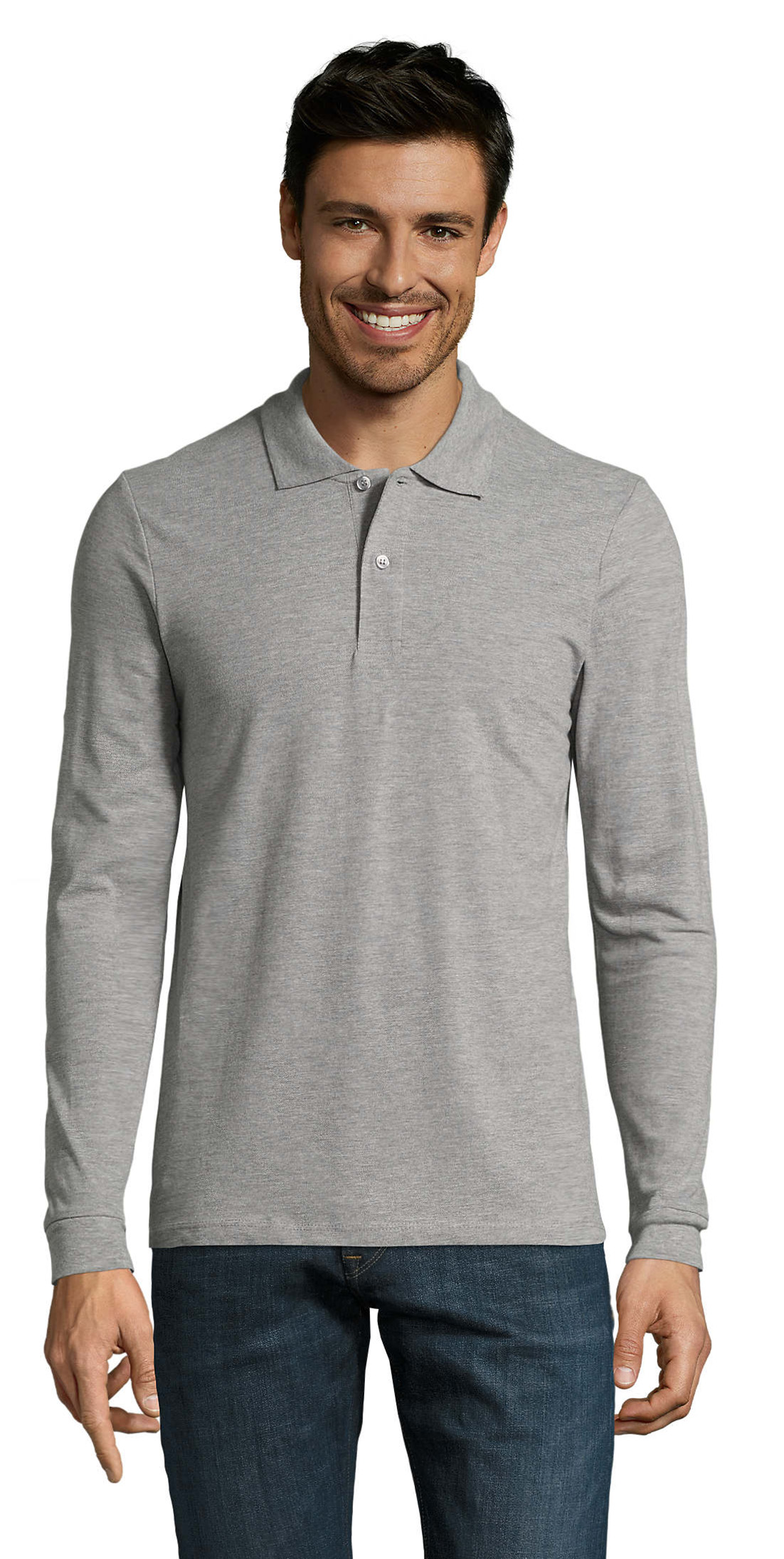 Ανδρική Μπλούζα Polo Πικέ Μακρυμάνικη 02087 Sol's Perfect LSL Men Grey Melange