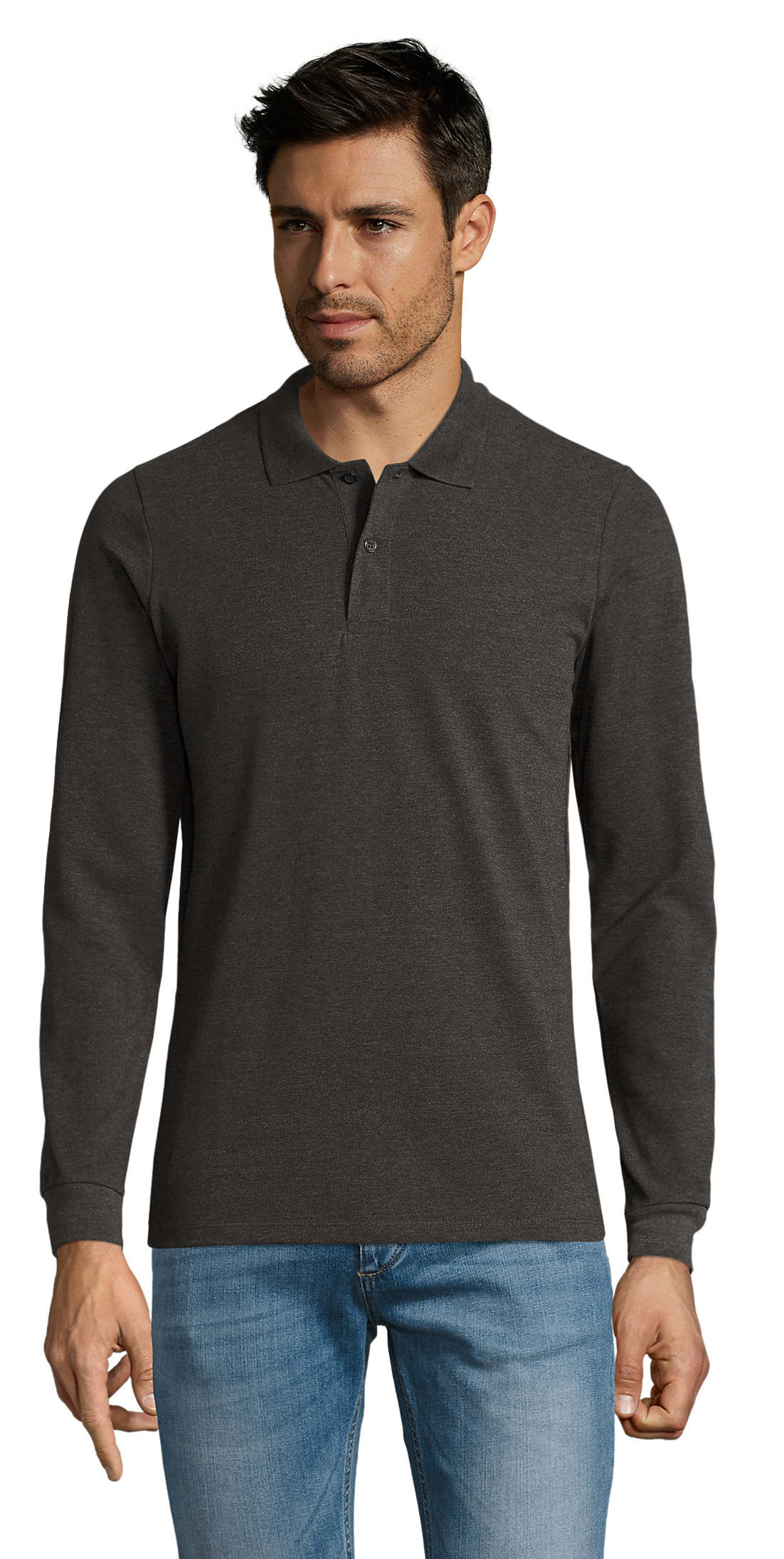 Ανδρική Μπλούζα Polo Πικέ Μακρυμάνικη 02087 Sol's Perfect LSL Men Charcoal Melange