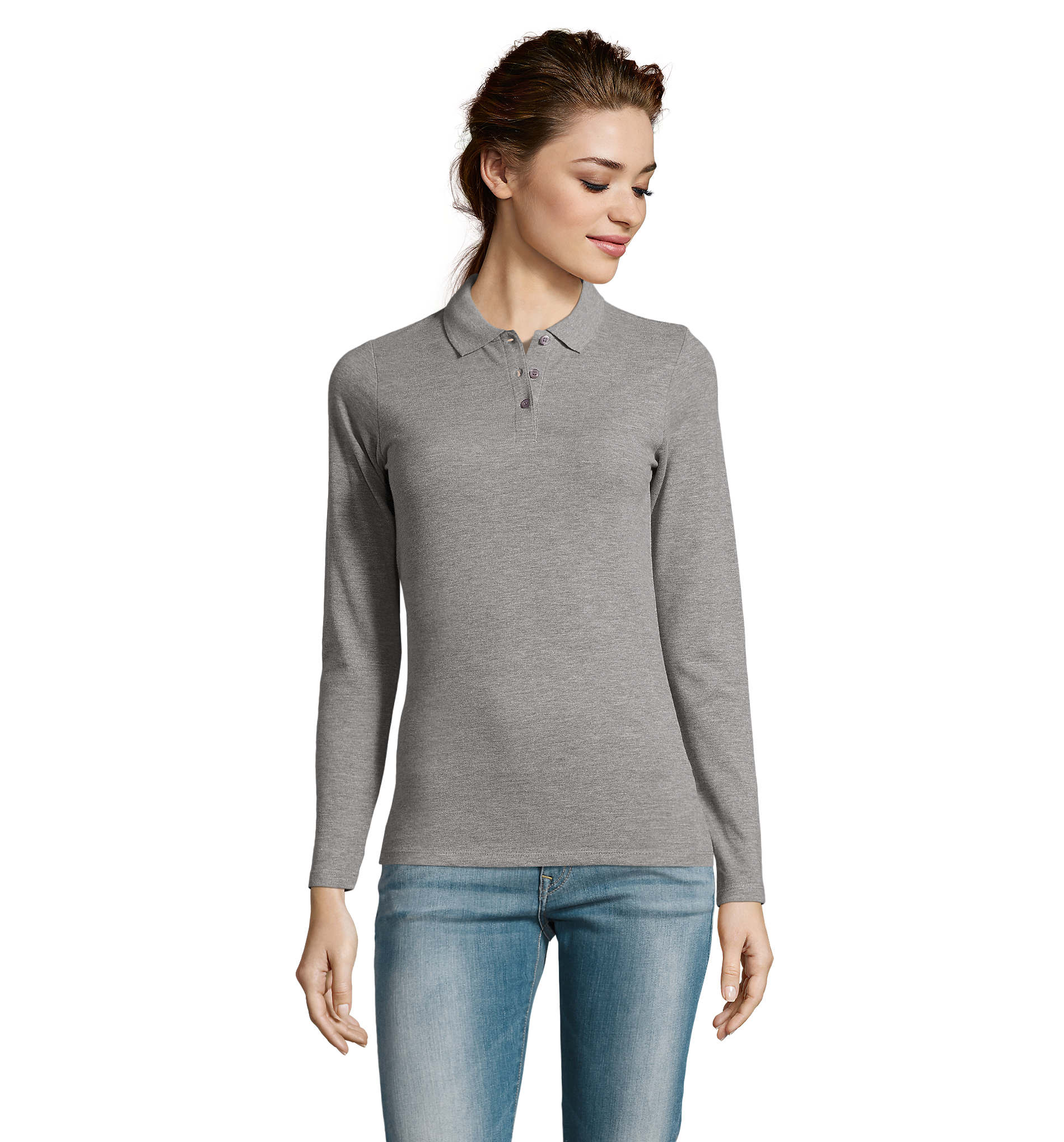 Γυναικείο Μακρυμάνικο Πόλο Πικέ 02083 Sol's Perfect LSL Women Grey Melange