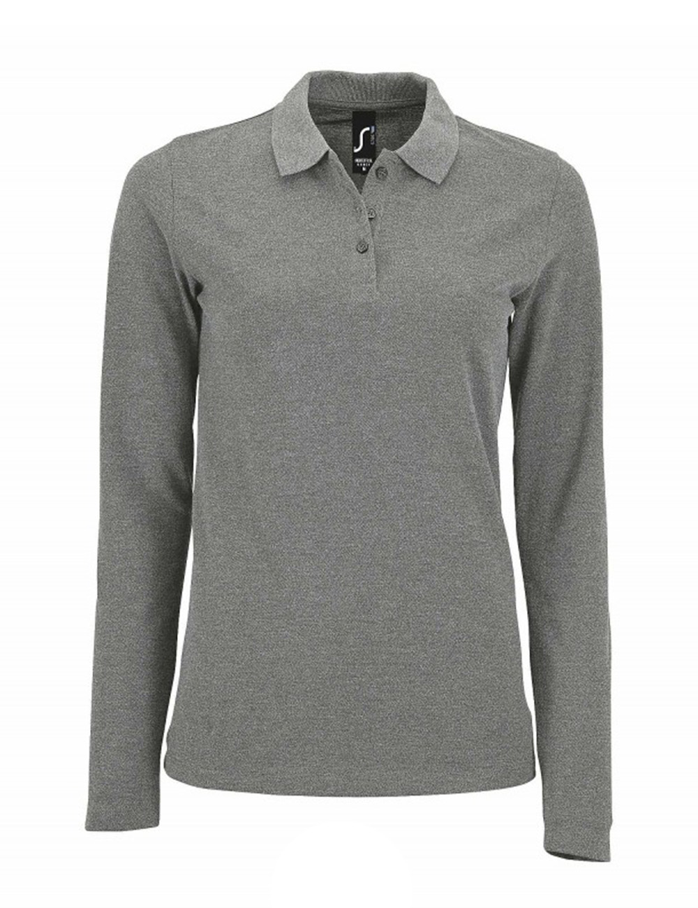 Γυναικείο Μακρυμάνικο Πόλο Πικέ 02083 Sol&Apos S Perfect Lsl Women Grey Melange ανδρικά Μπλούζες Polo Simple Wear