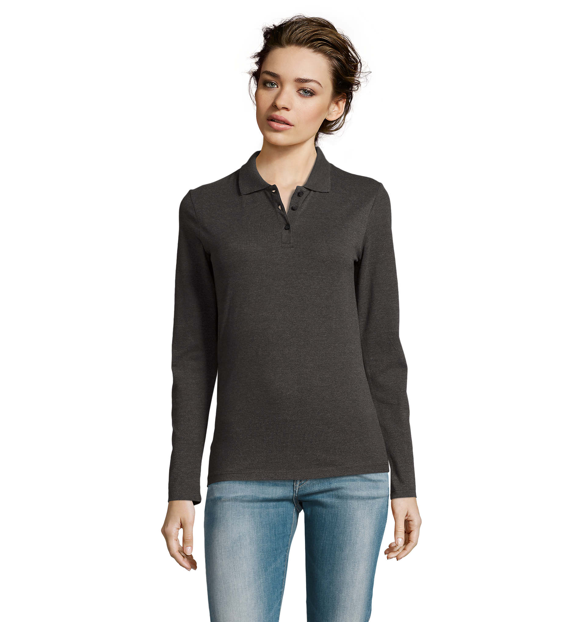 Γυναικείο Μακρυμάνικο Πόλο Πικέ 02083 Sol's Perfect LSL Women Charcoal Melange