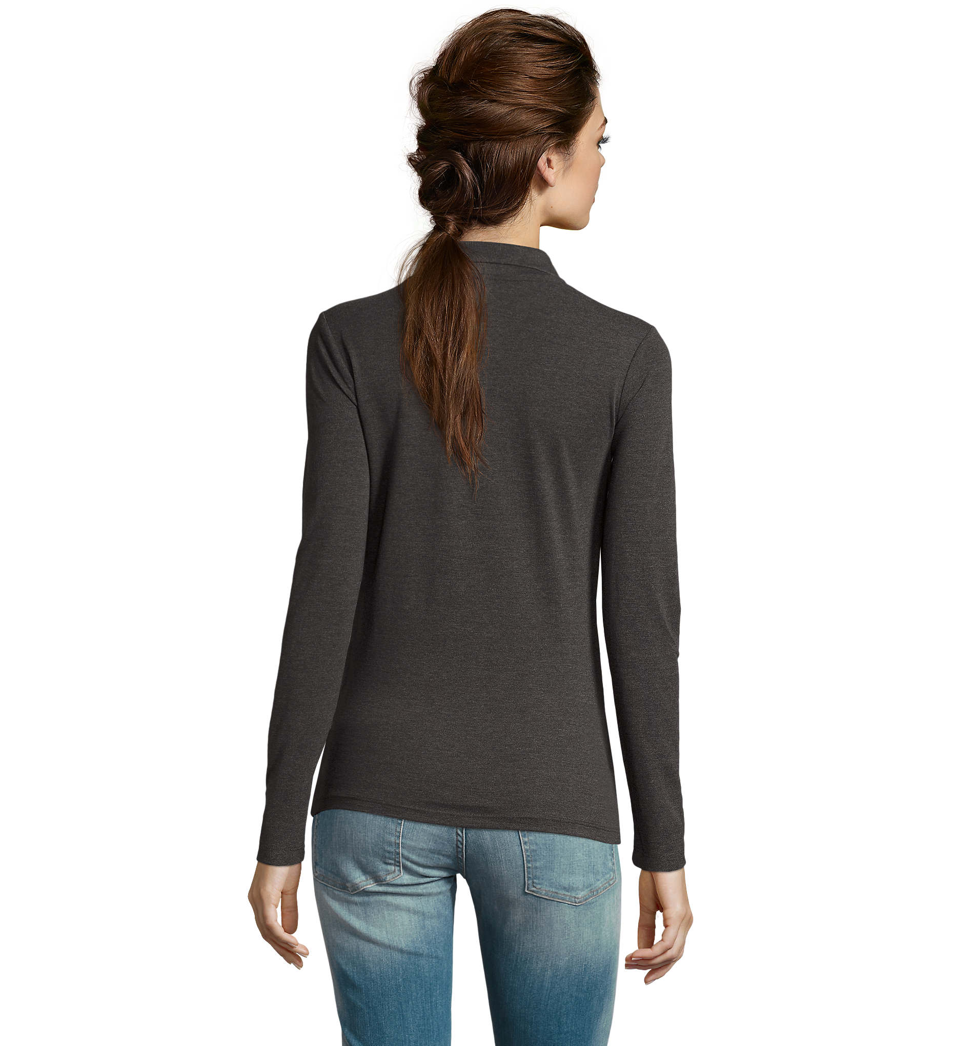 Γυναικείο Μακρυμάνικο Πόλο Πικέ 02083 Sol&Apos S Perfect Lsl Women Charcoal Melange ανδρικά Μπλούζες Polo Simple Wear