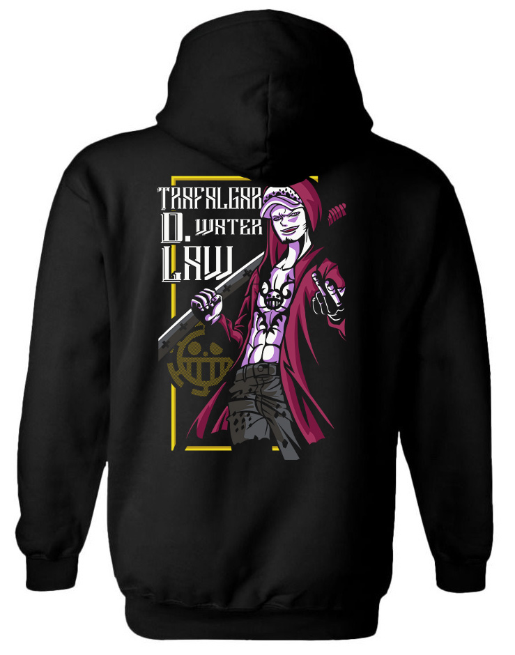 Hoodie Trafalgar D. Water Law One Piece Character Pop Culture Black