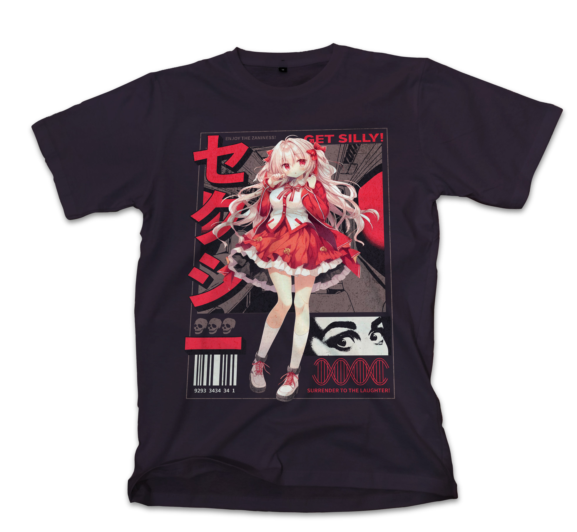 T-Shirt Anime Silly Girl Pop Culture Black