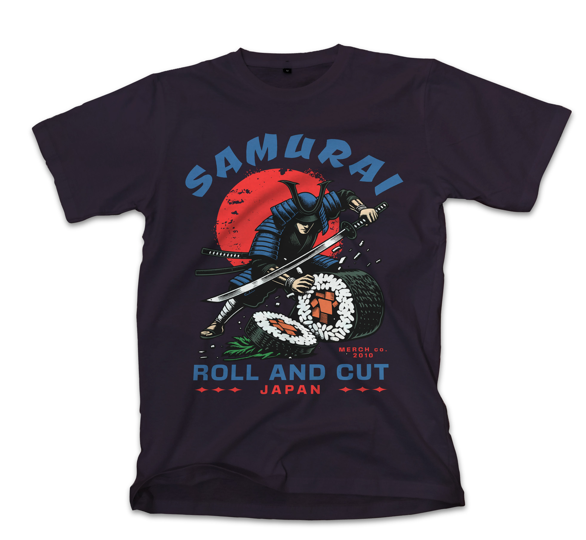 T-Shirt Samurai Sushi Pop Culture Black