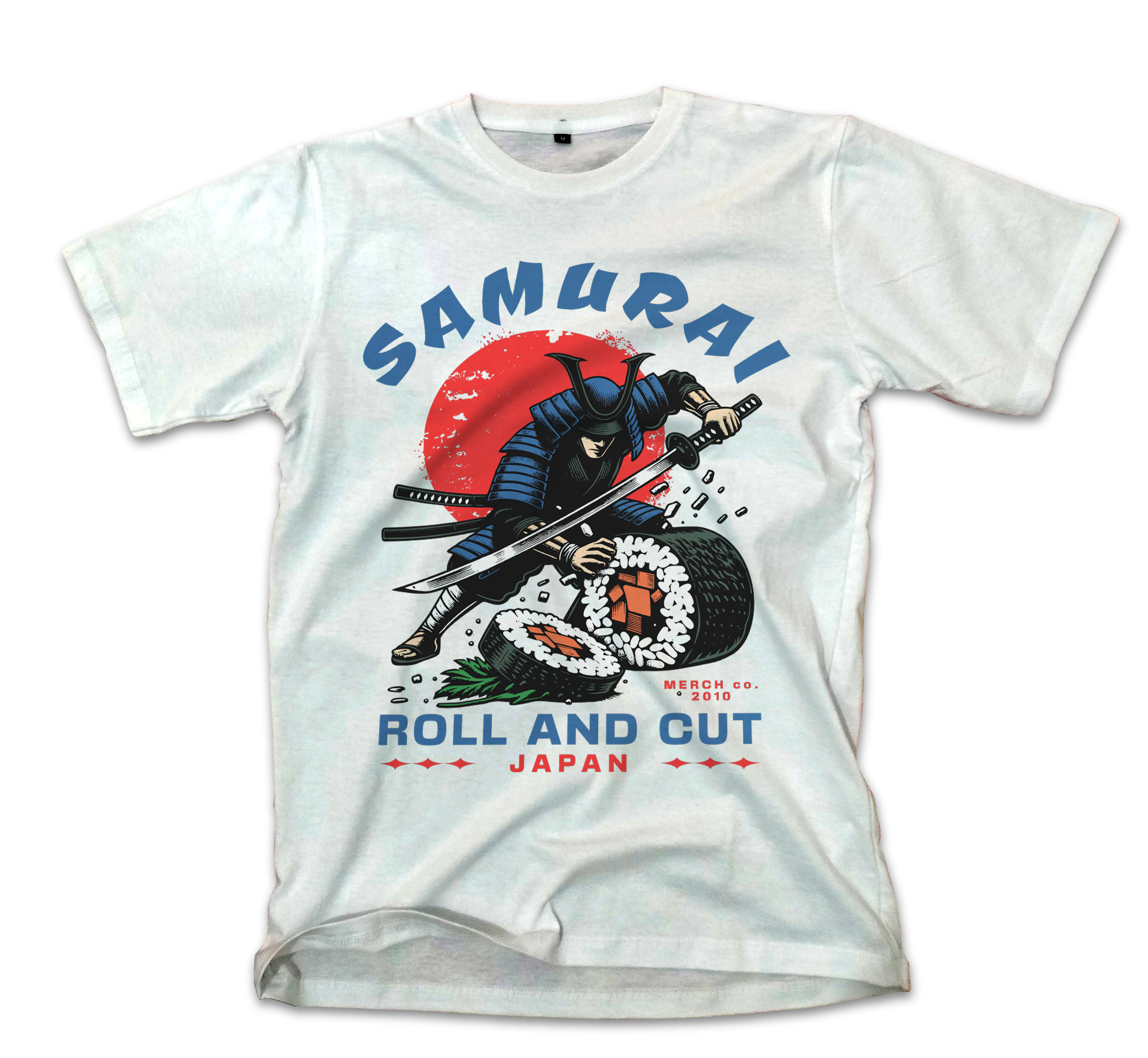 T-Shirt Samurai Sushi Pop Culture White