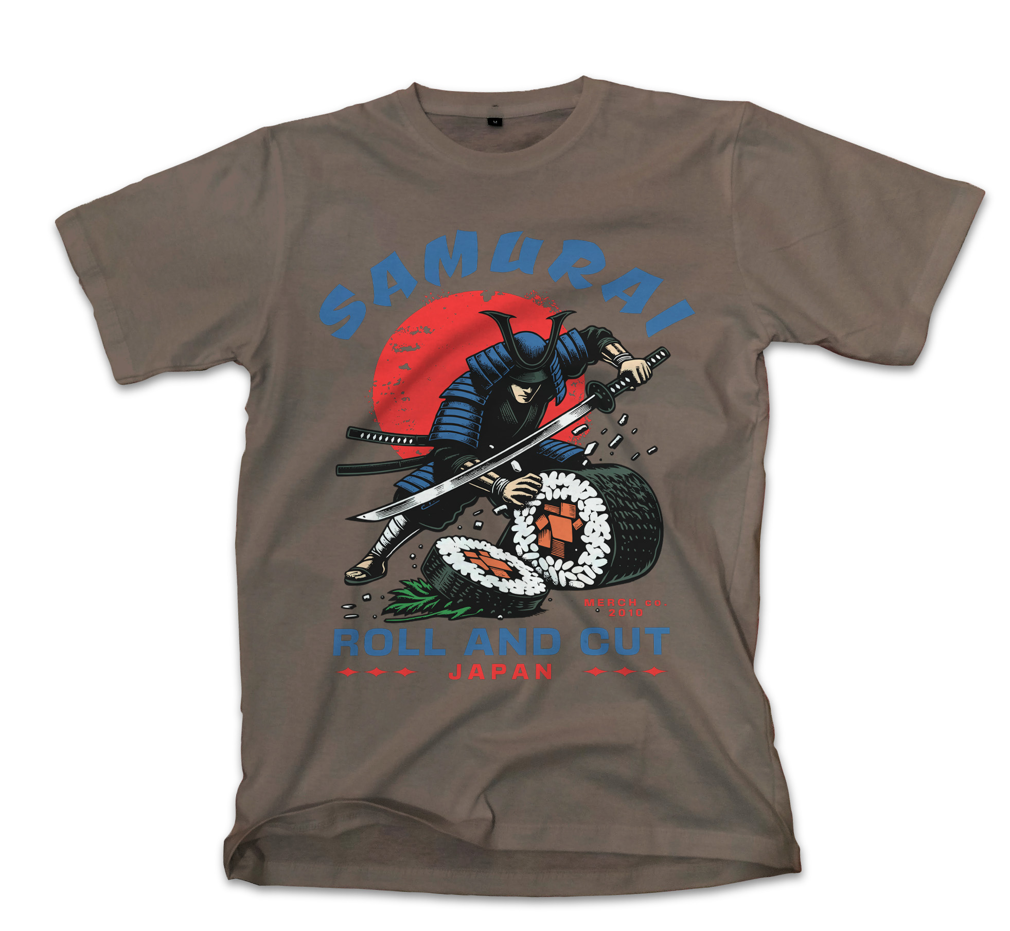 T-Shirt Samurai Sushi Pop Culture Military Green