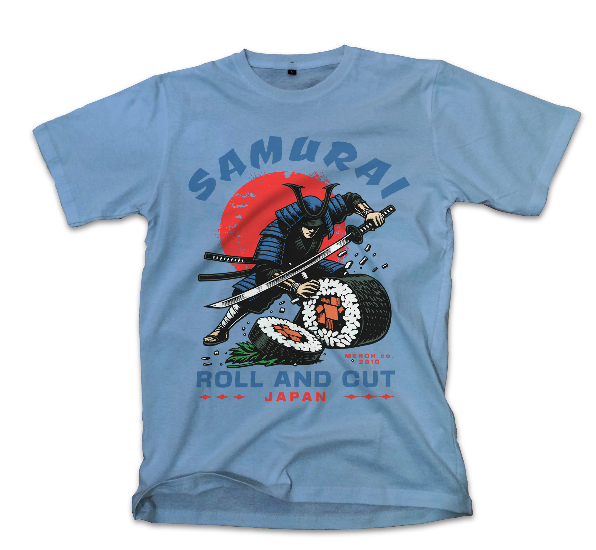 T-Shirt Samurai Sushi Pop Culture Carolina Blue