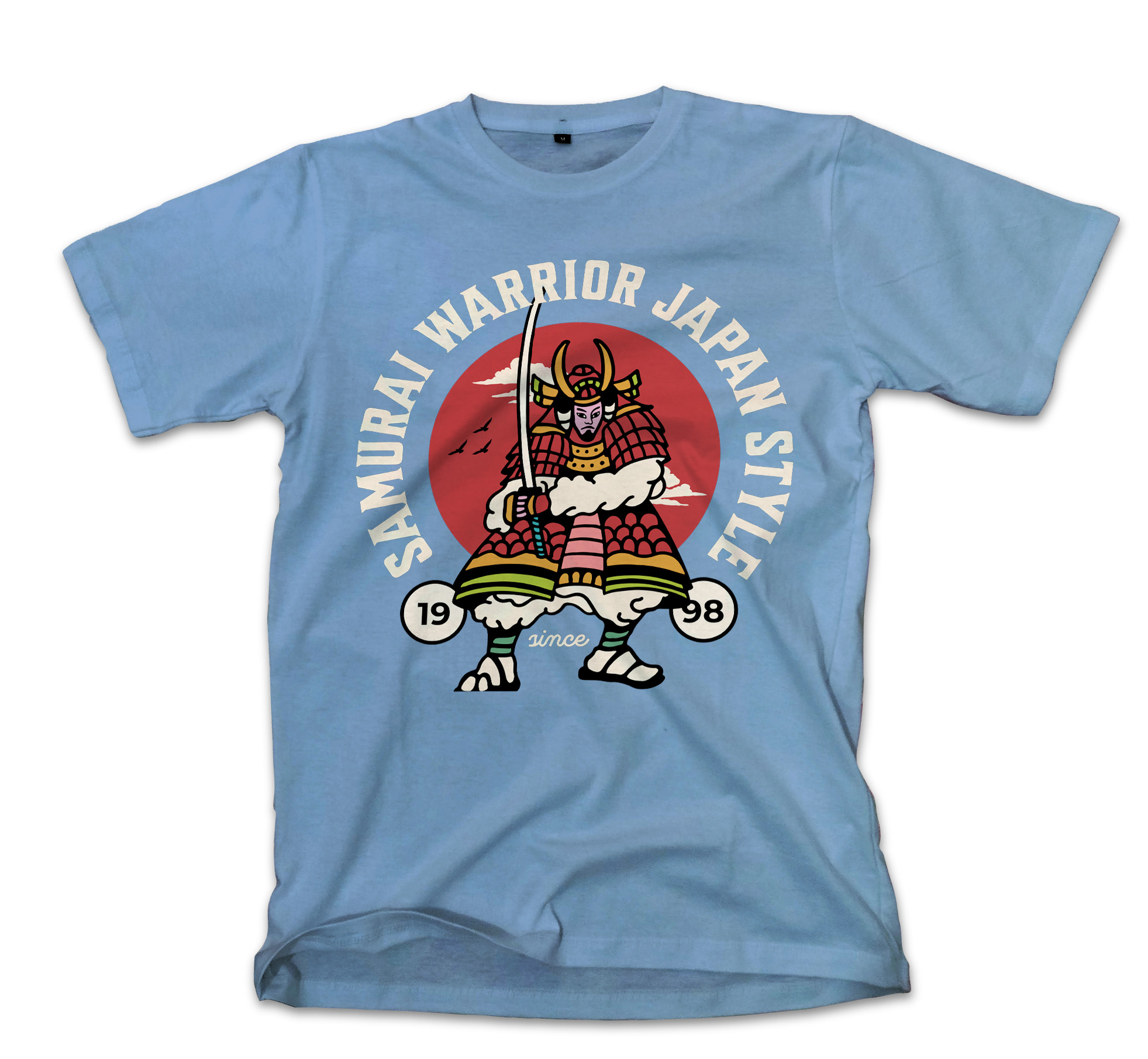 T-Shirt Samurai Warrior Japan Pop Culture Carolina Blue