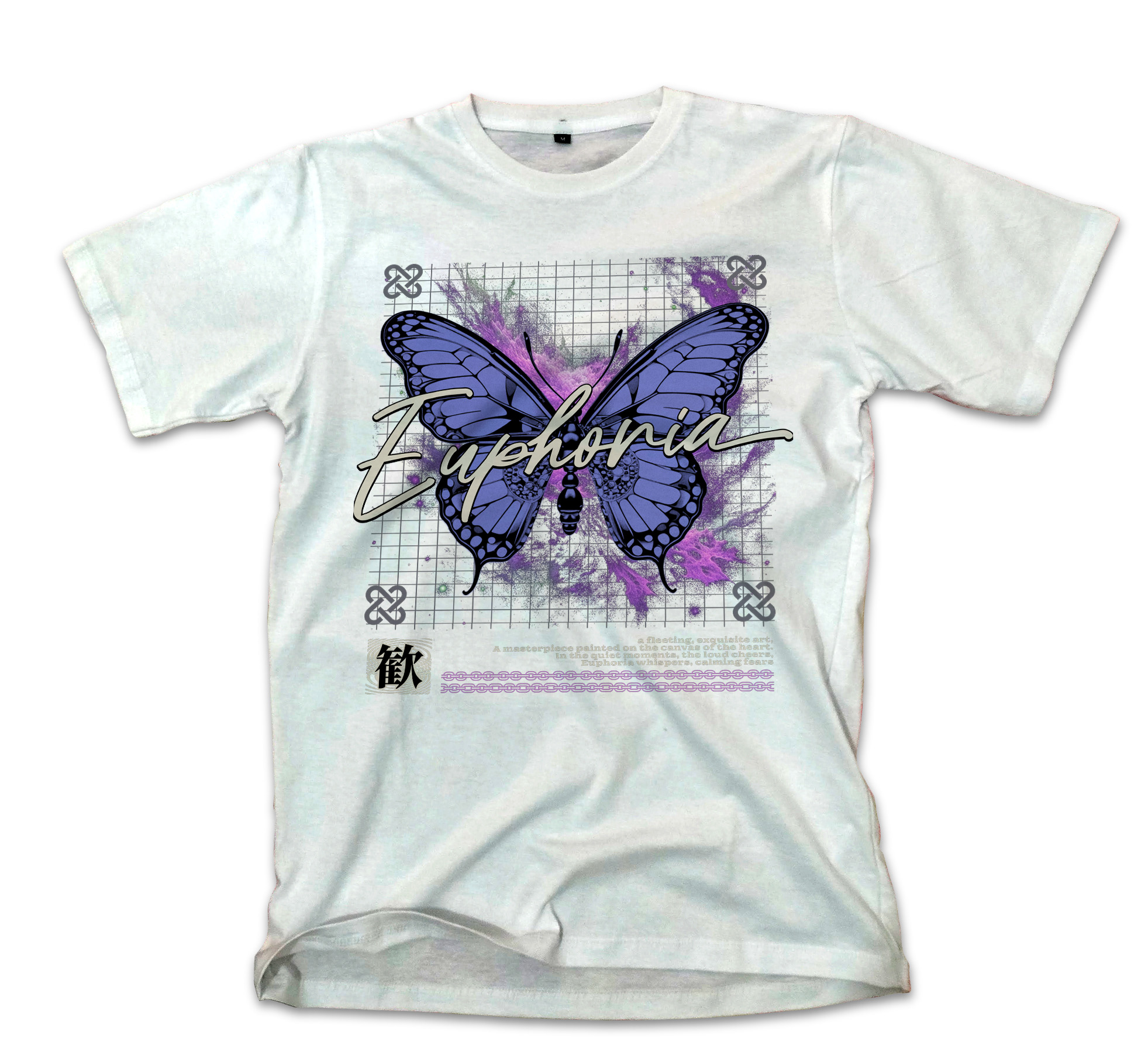 T-Shirt Butterfly Graphic Pop Culture White