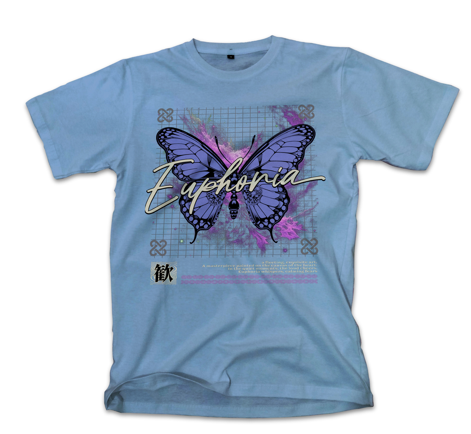 T-Shirt Butterfly Graphic Pop Culture Carolina Blue