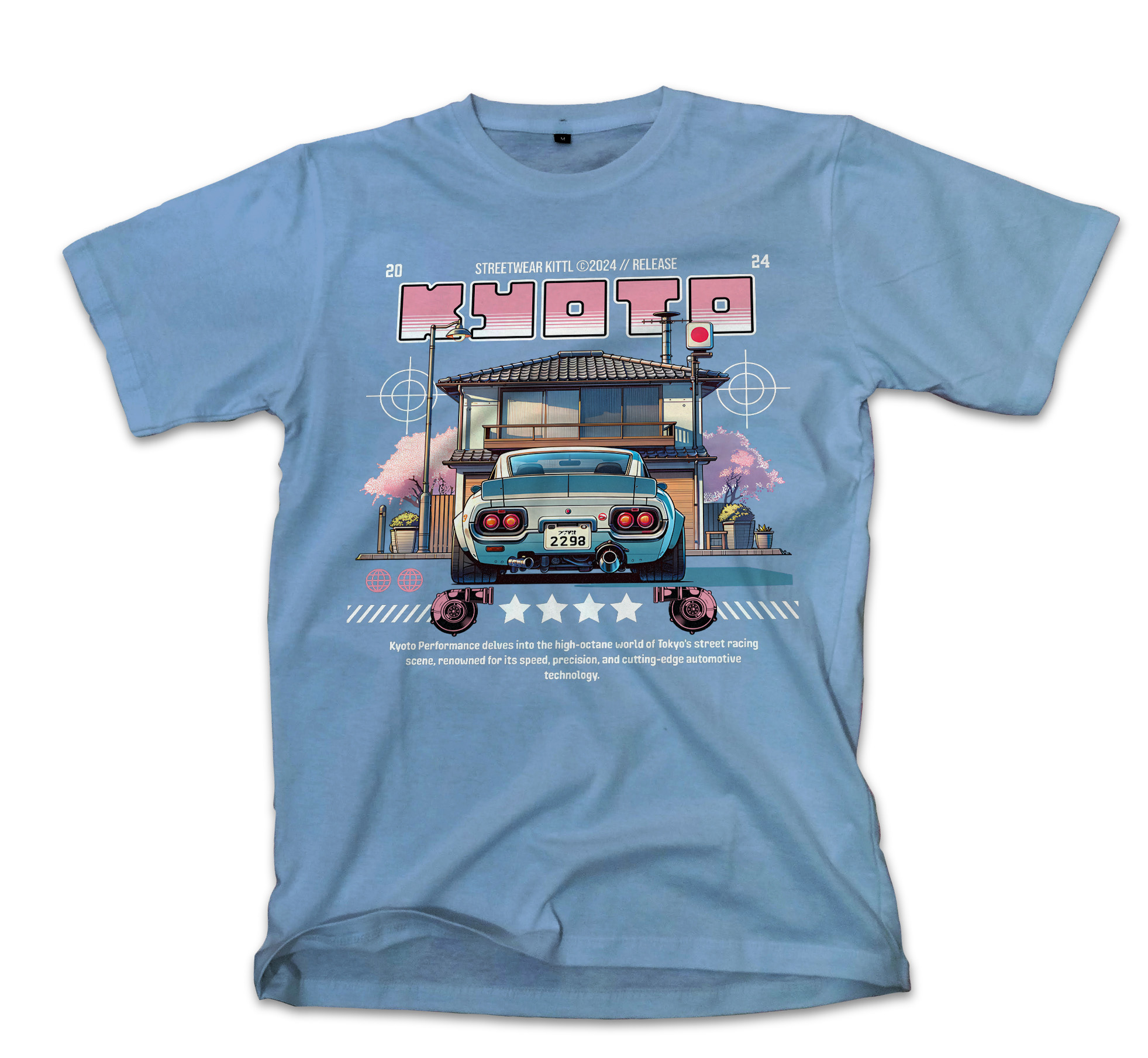T-Shirt Kyoto Car Pop Culture Carolina Blue