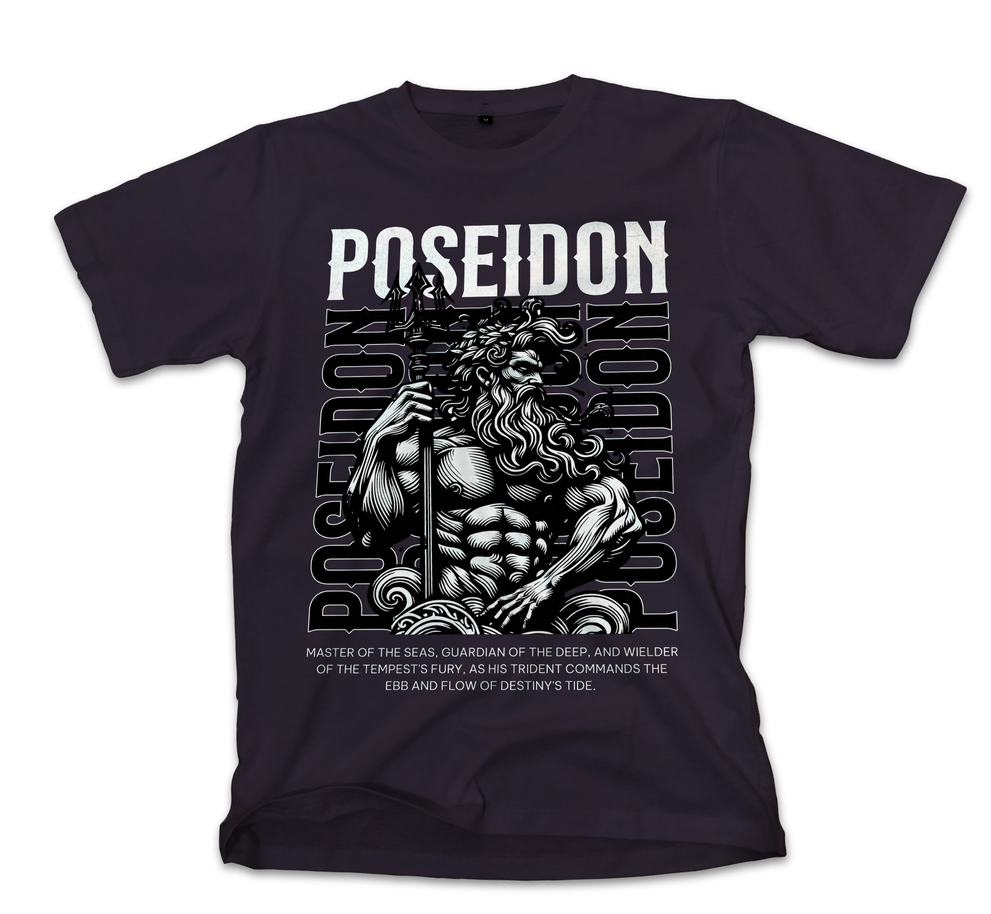 T-Shirt Poseidon T-Shirt Design Template Pop Culture Black