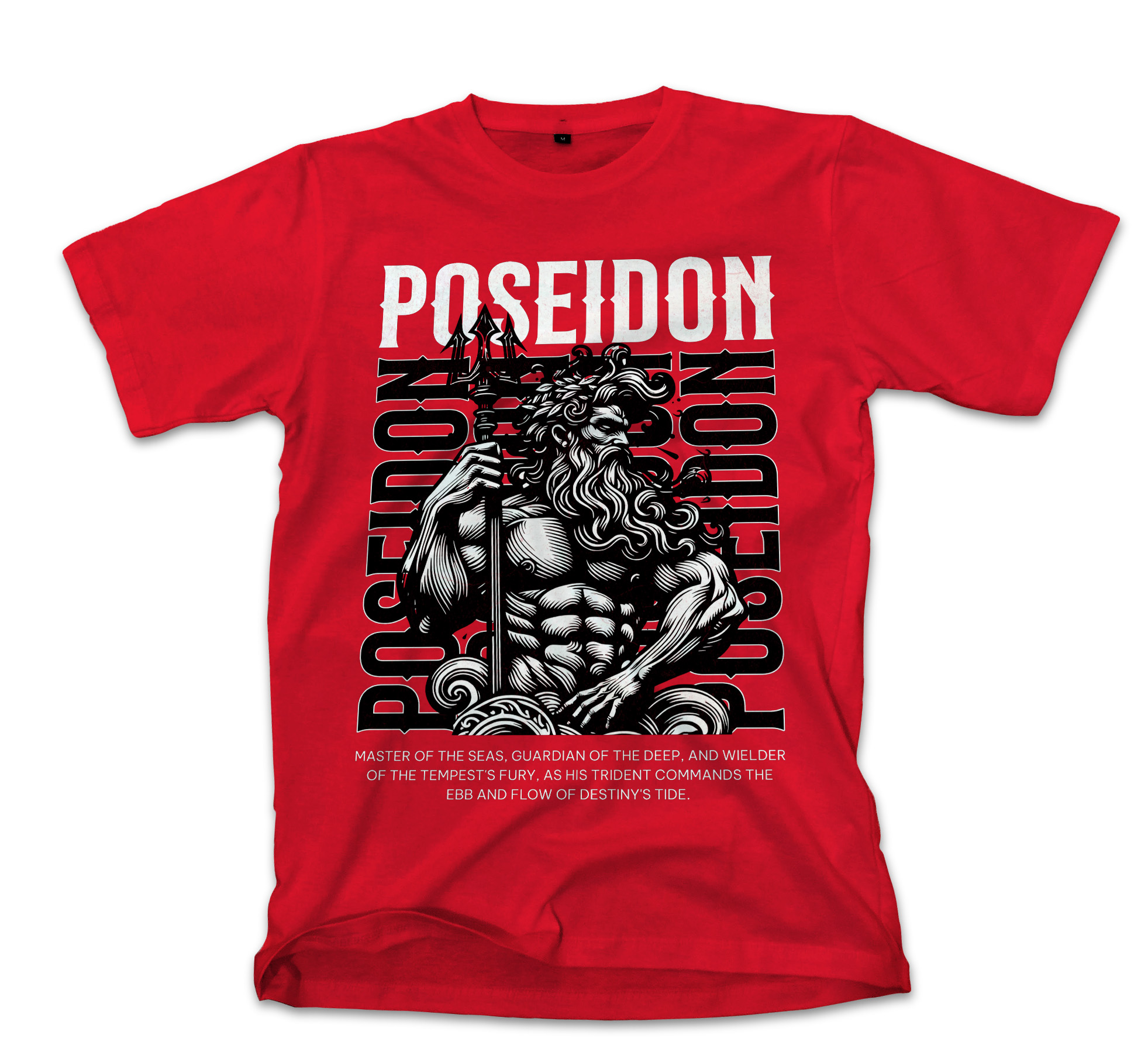 T-Shirt Poseidon T-Shirt Design Template Pop Culture Red