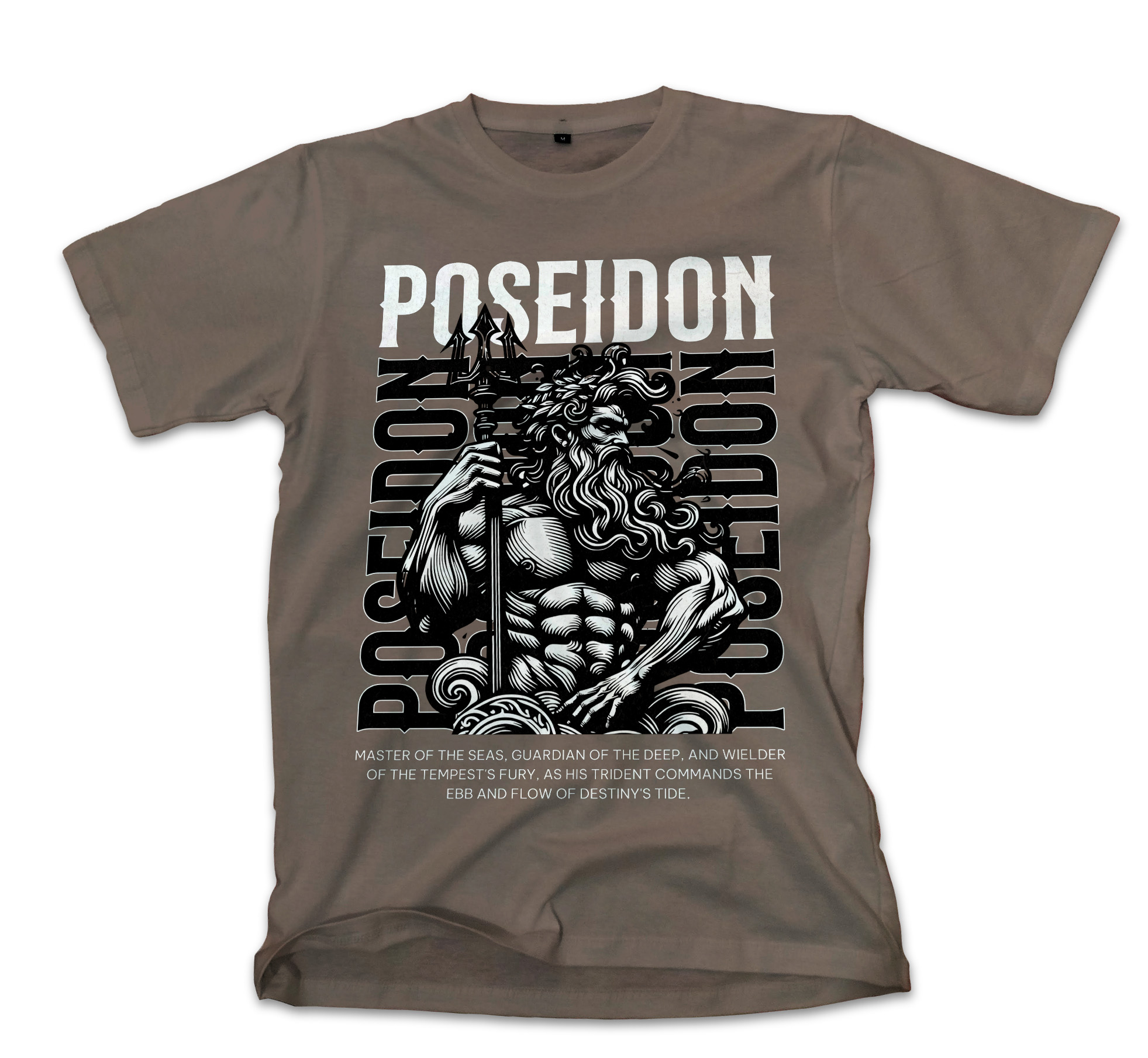 T-Shirt Poseidon T-Shirt Design Template Pop Culture Military Green