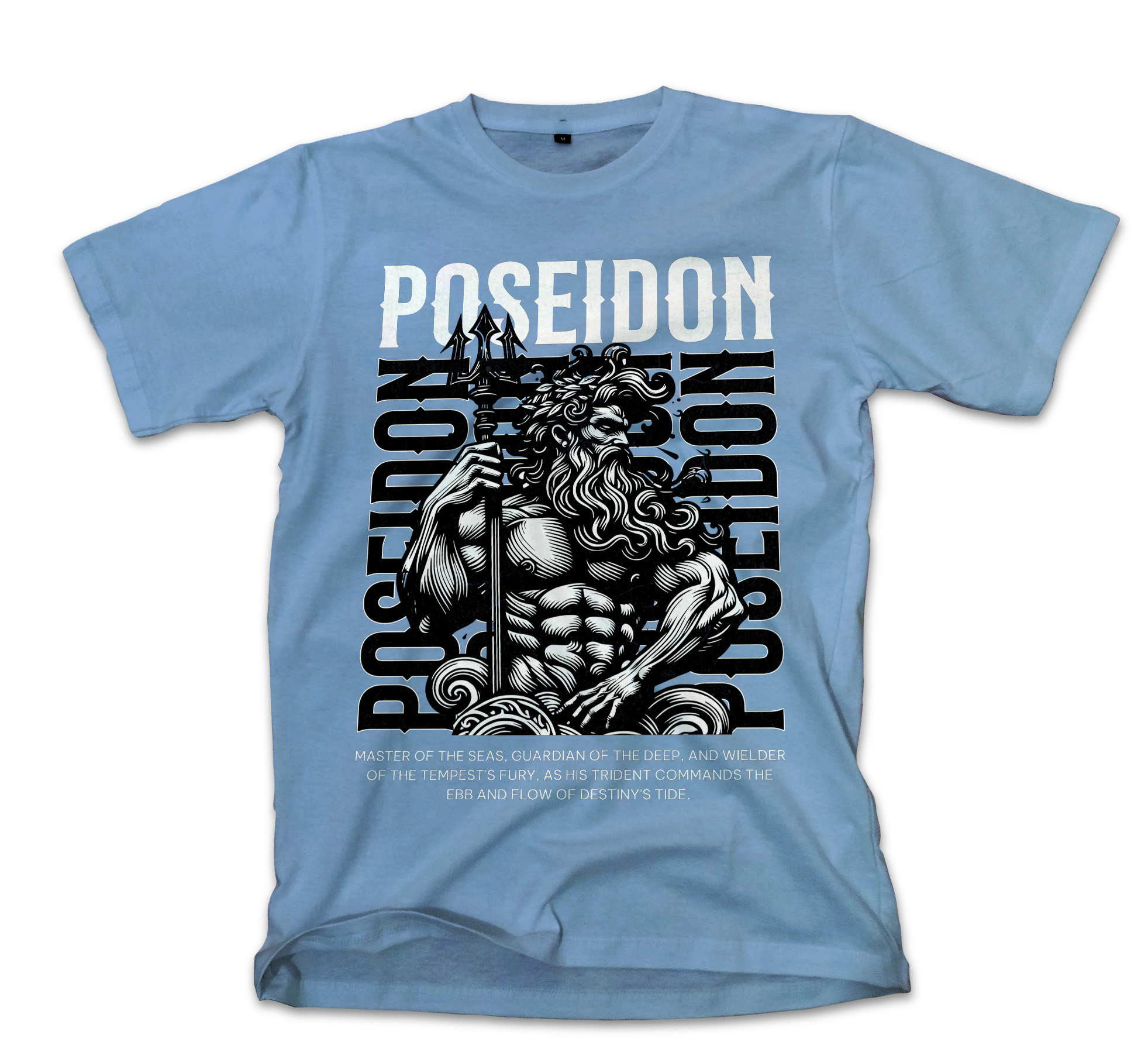 T-Shirt Poseidon T-Shirt Design Template Pop Culture Carolina Blue