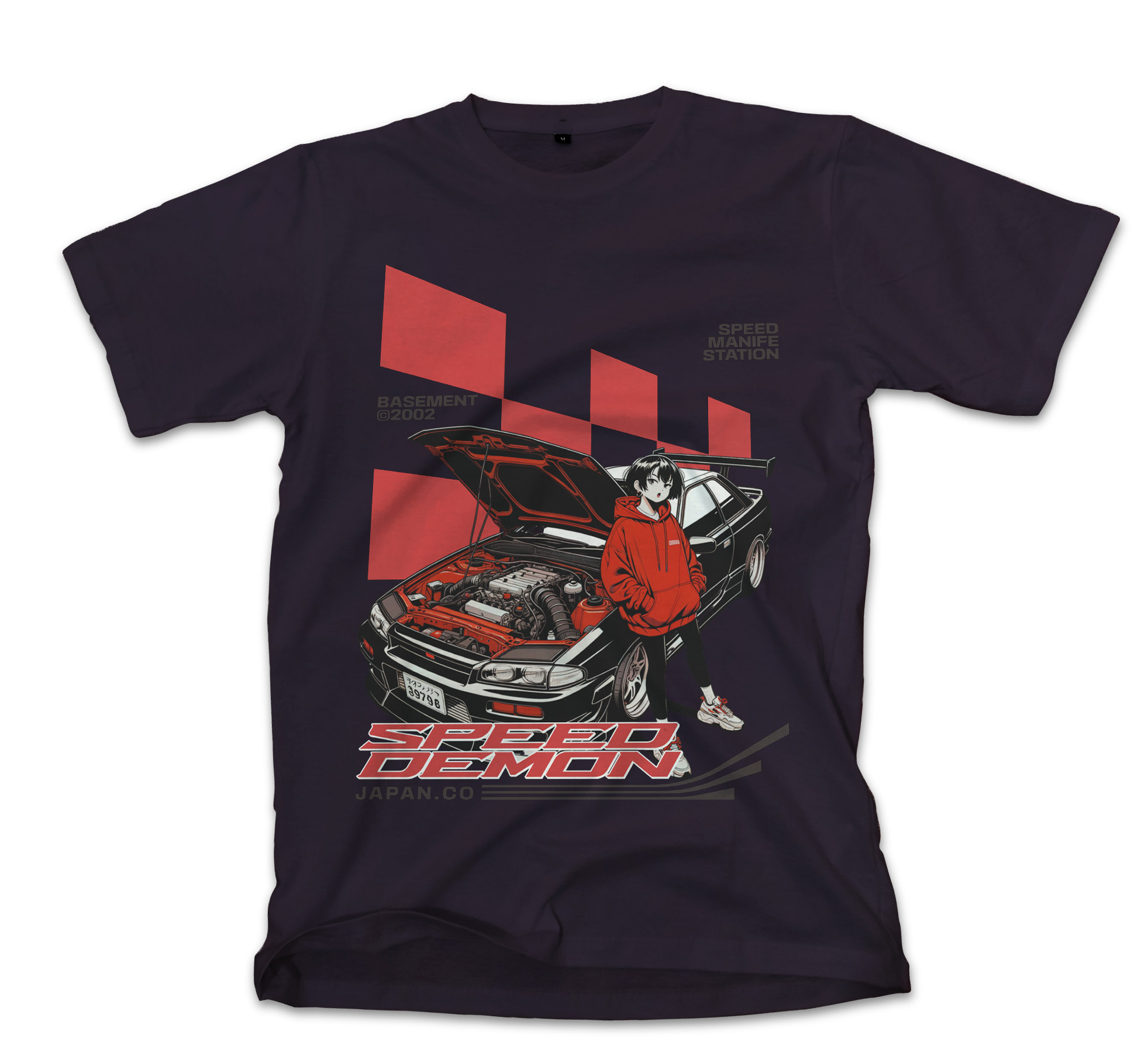 T-Shirt Racing Car Graphic Pop Culture Black