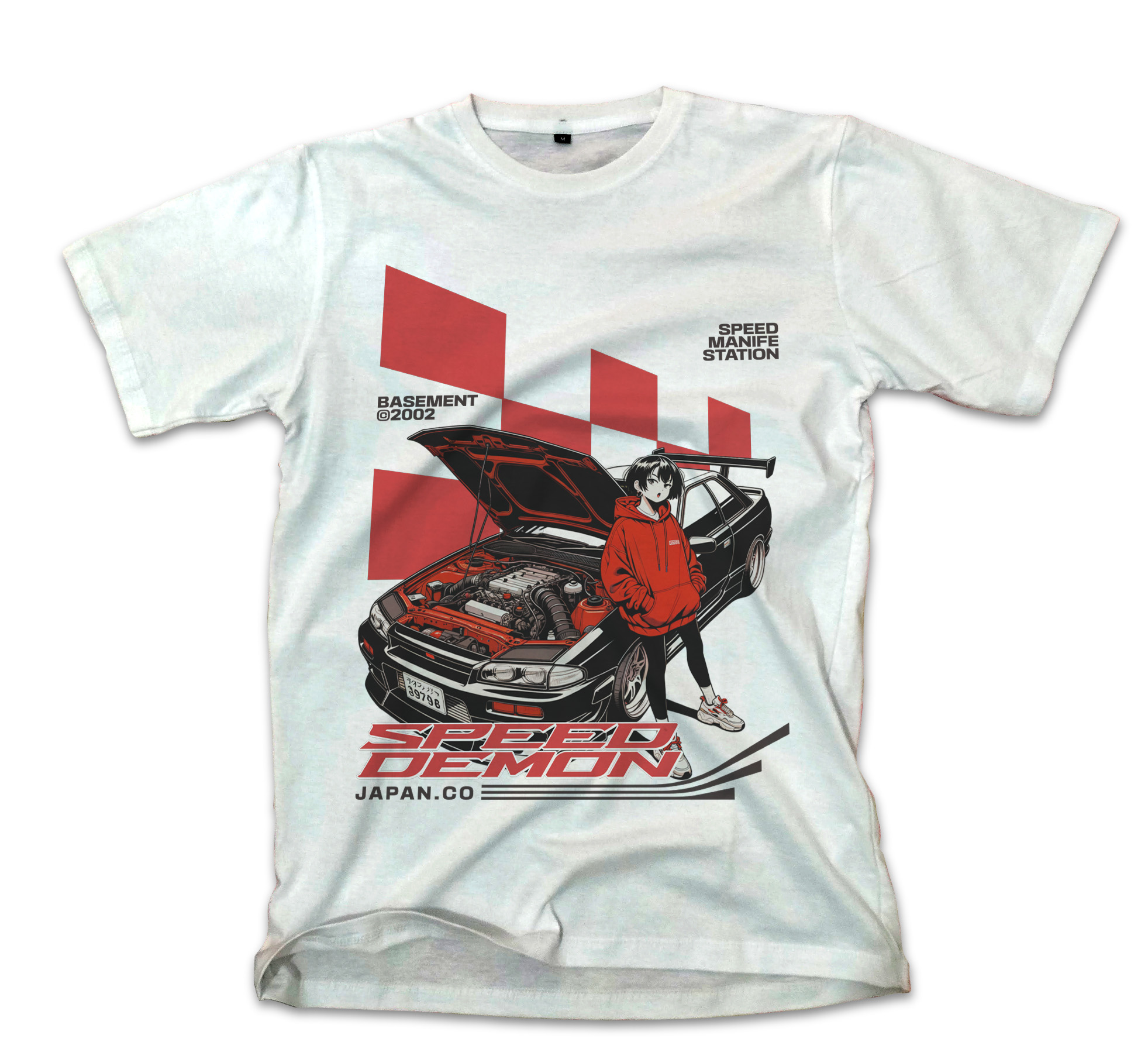 T-Shirt Racing Car Graphic Pop Culture White