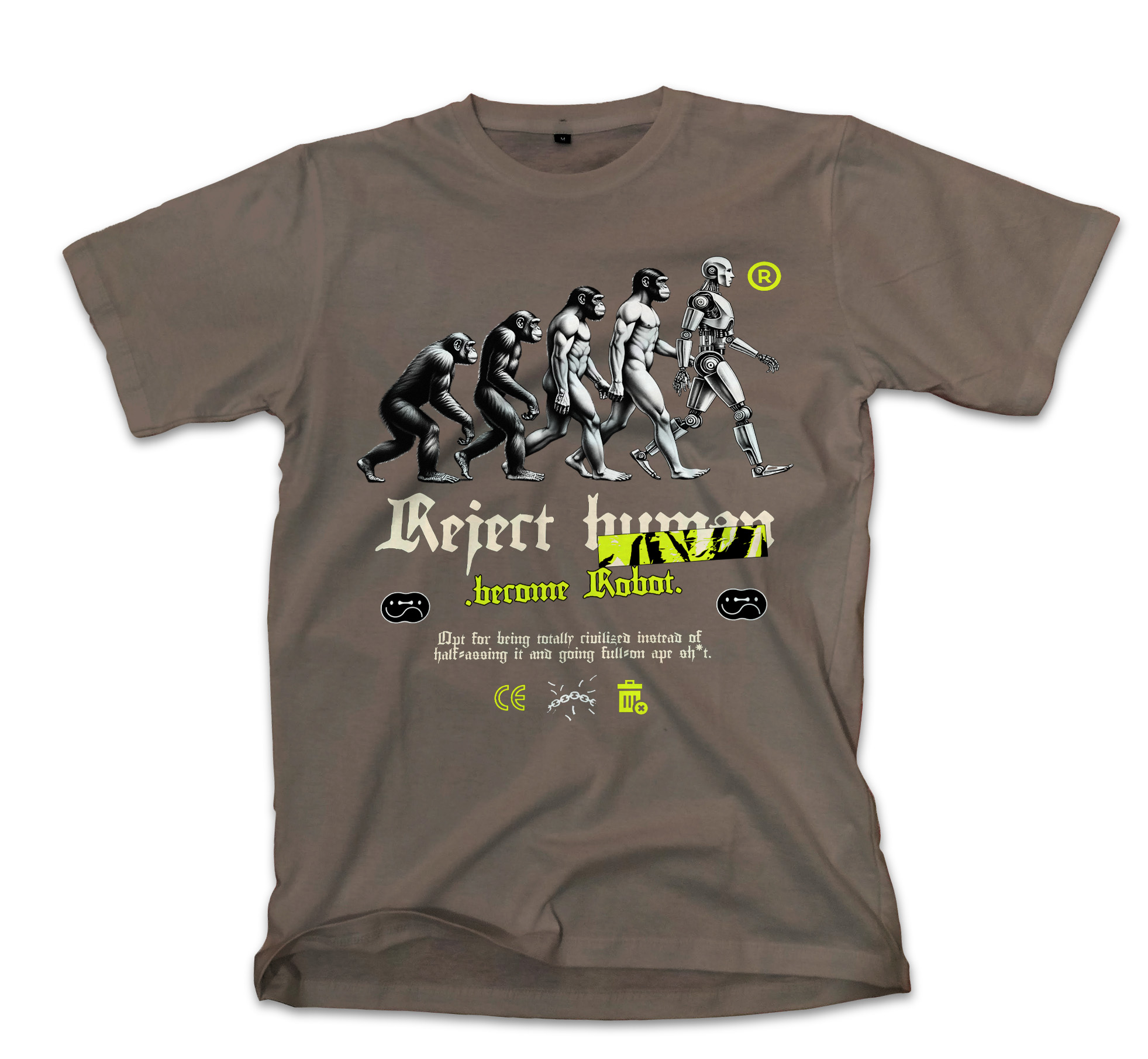 T-Shirt Reject Human Pop Culture Military Green