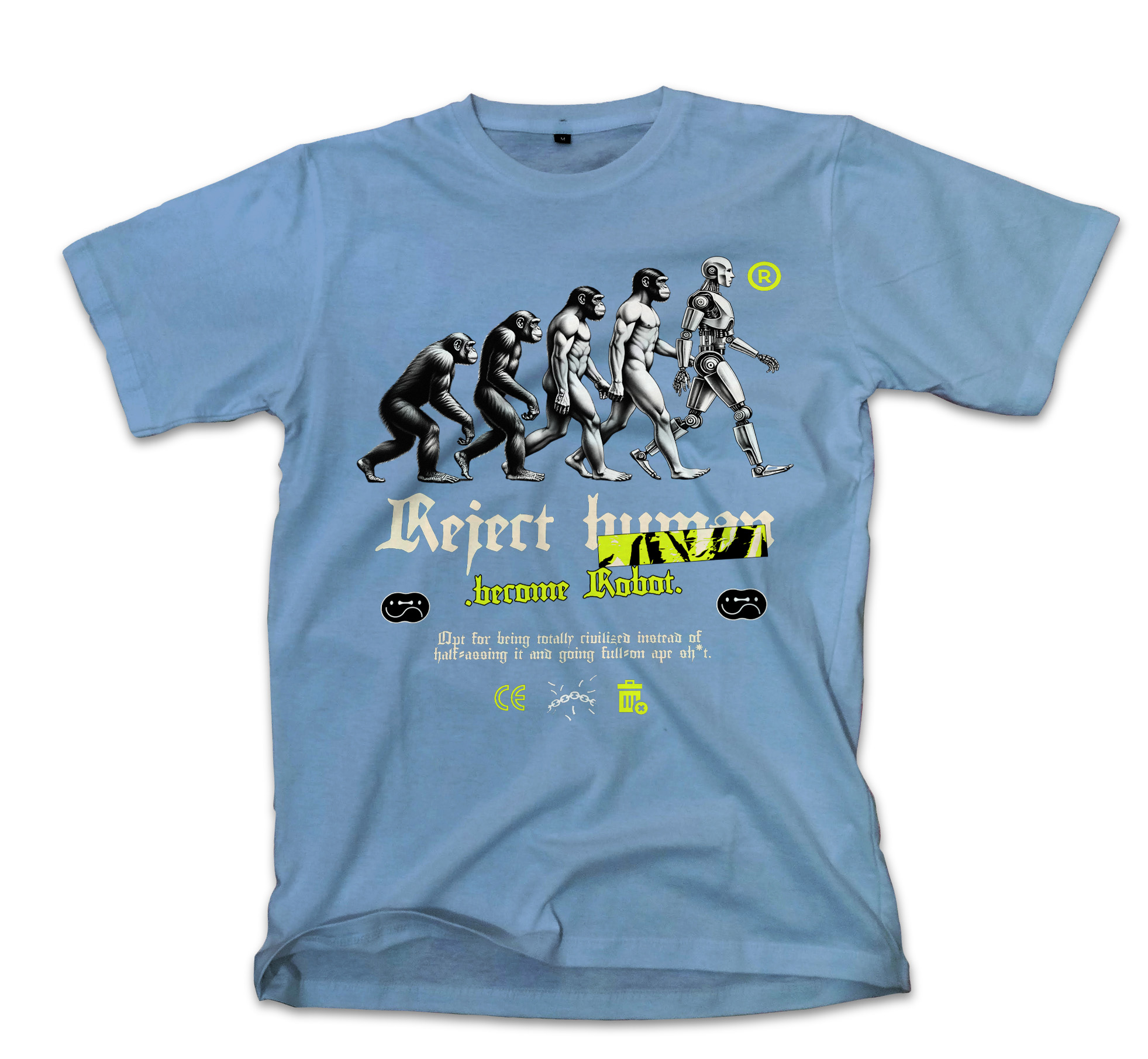 T-Shirt Reject Human Pop Culture Carolina Blue