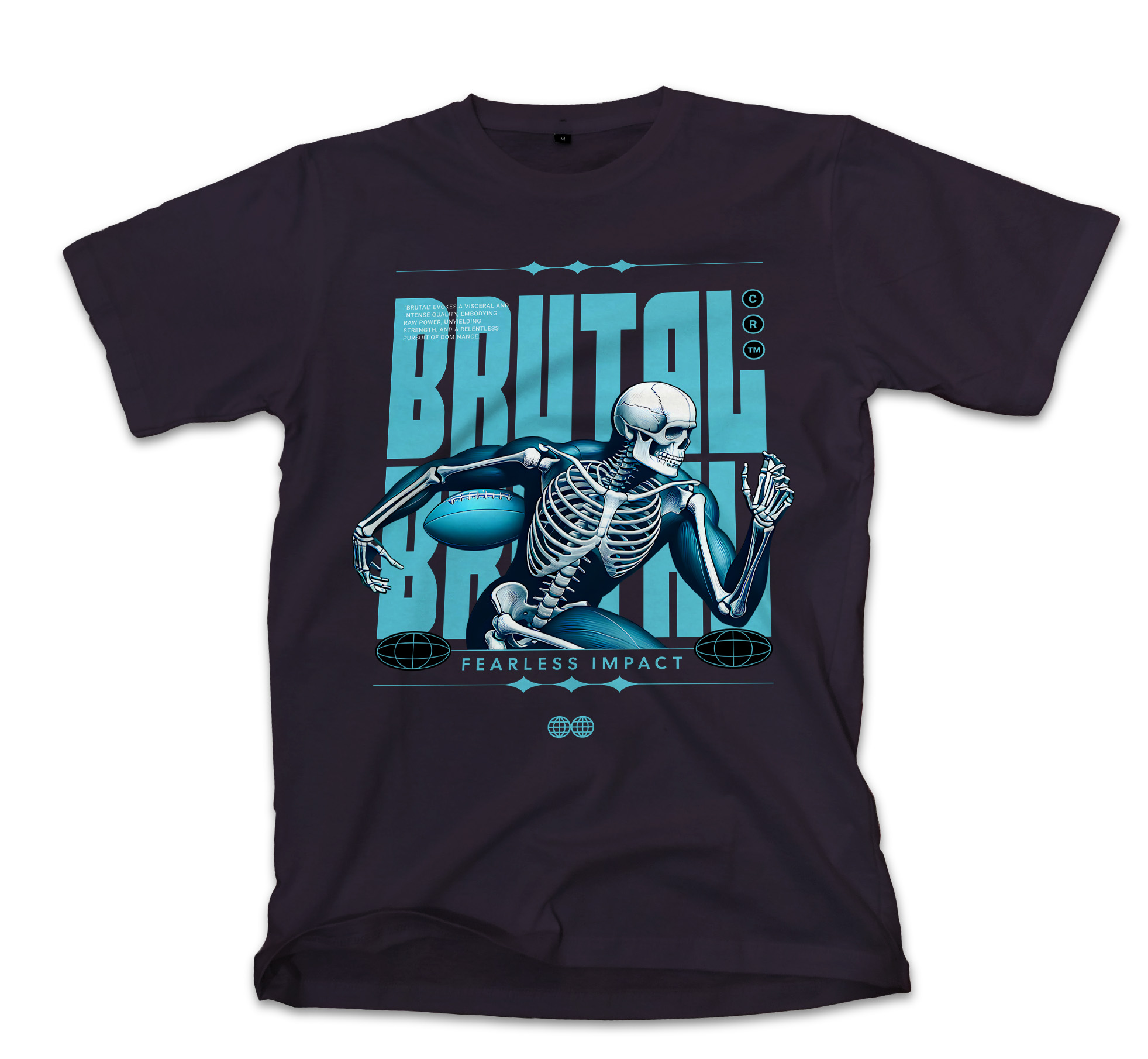 T-Shirt Rugby Skull Pop Culture Black