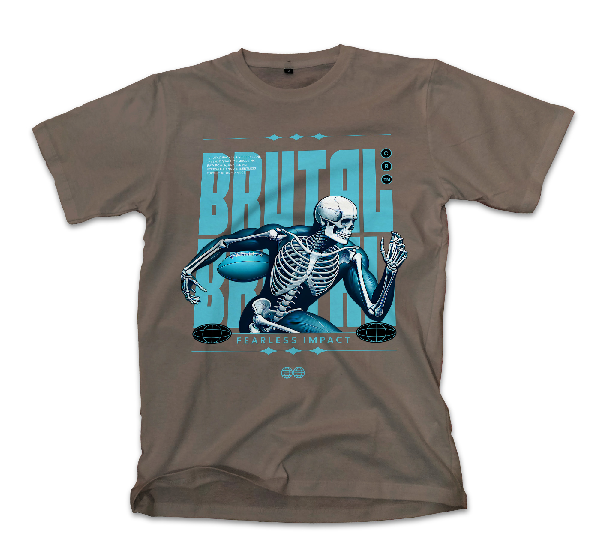 T-Shirt Rugby Skull Pop Culture Military Green