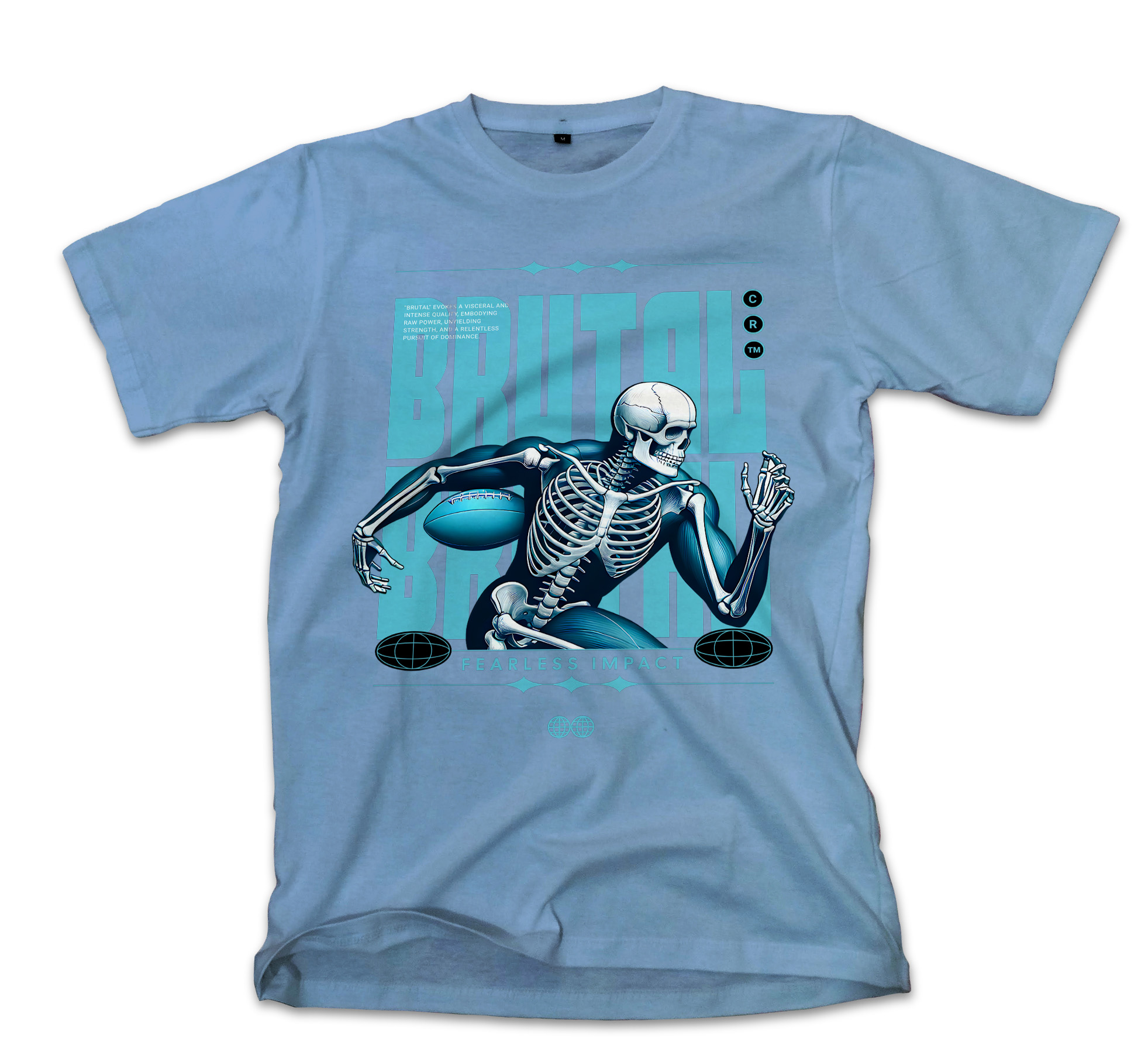 T-Shirt Rugby Skull Pop Culture Carolina Blue