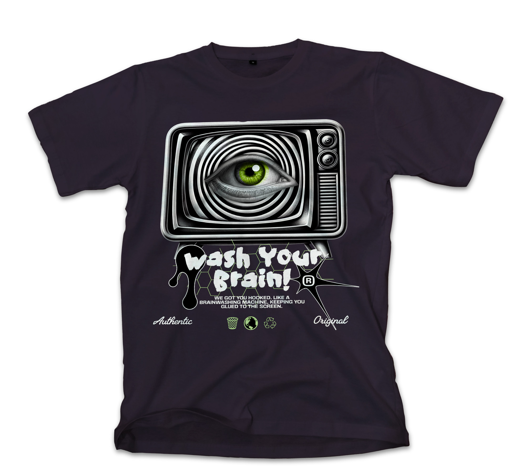 T-Shirt Wash Your Brain Pop Culture Black