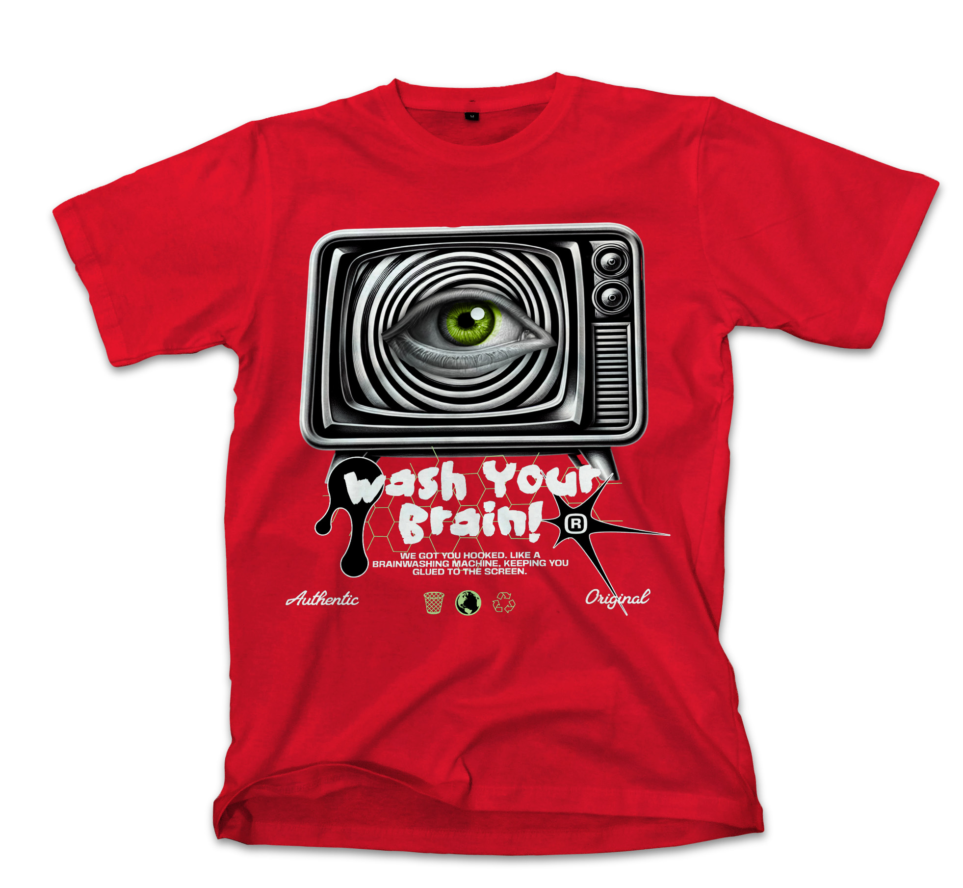 T-Shirt Wash Your Brain Pop Culture Red