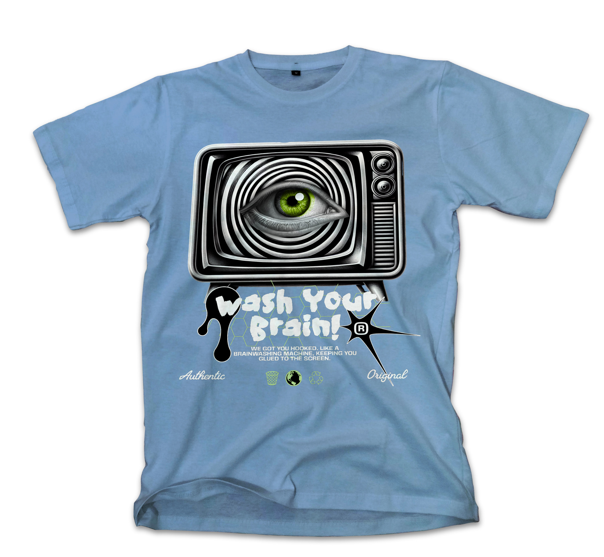 T-Shirt Wash Your Brain Pop Culture Carolina Blue