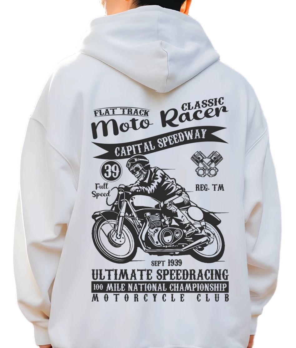 Hoodie Moto Racer Pop Culture White