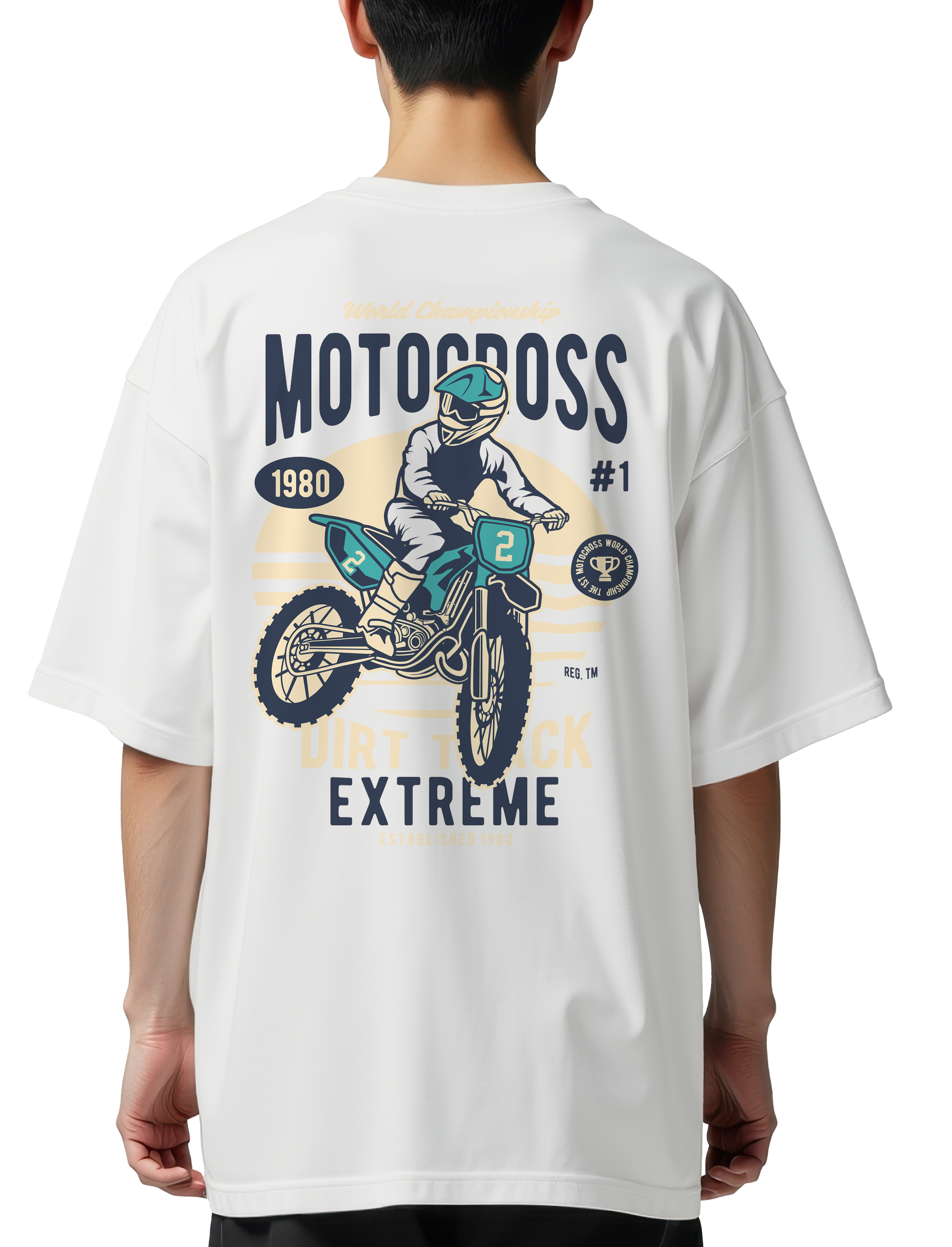 Oversized T-Shirt Motocross Extreme Dirt Track Pop Culture White