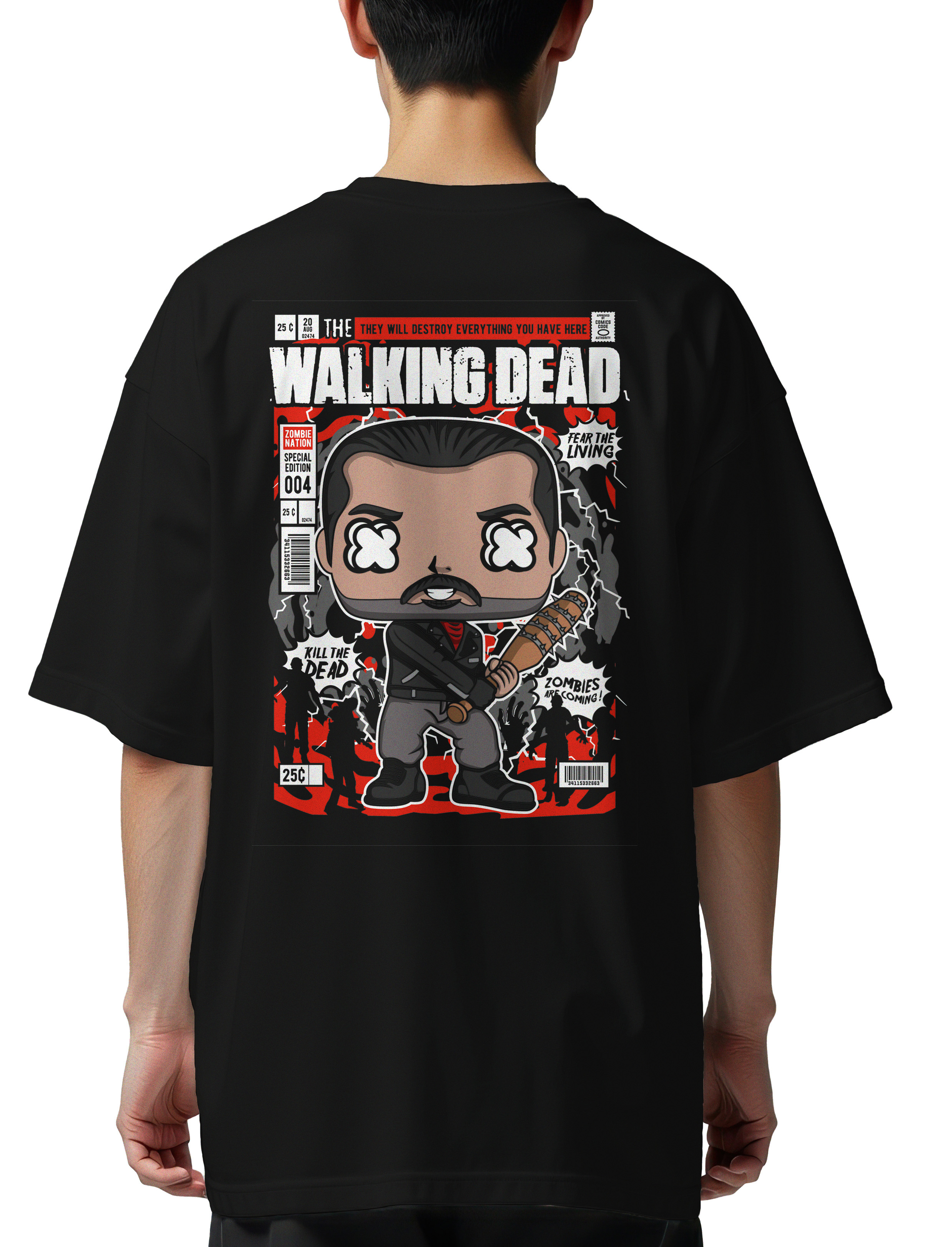 Oversized T-Shirt Negan Walking Dead Pop Culture Black