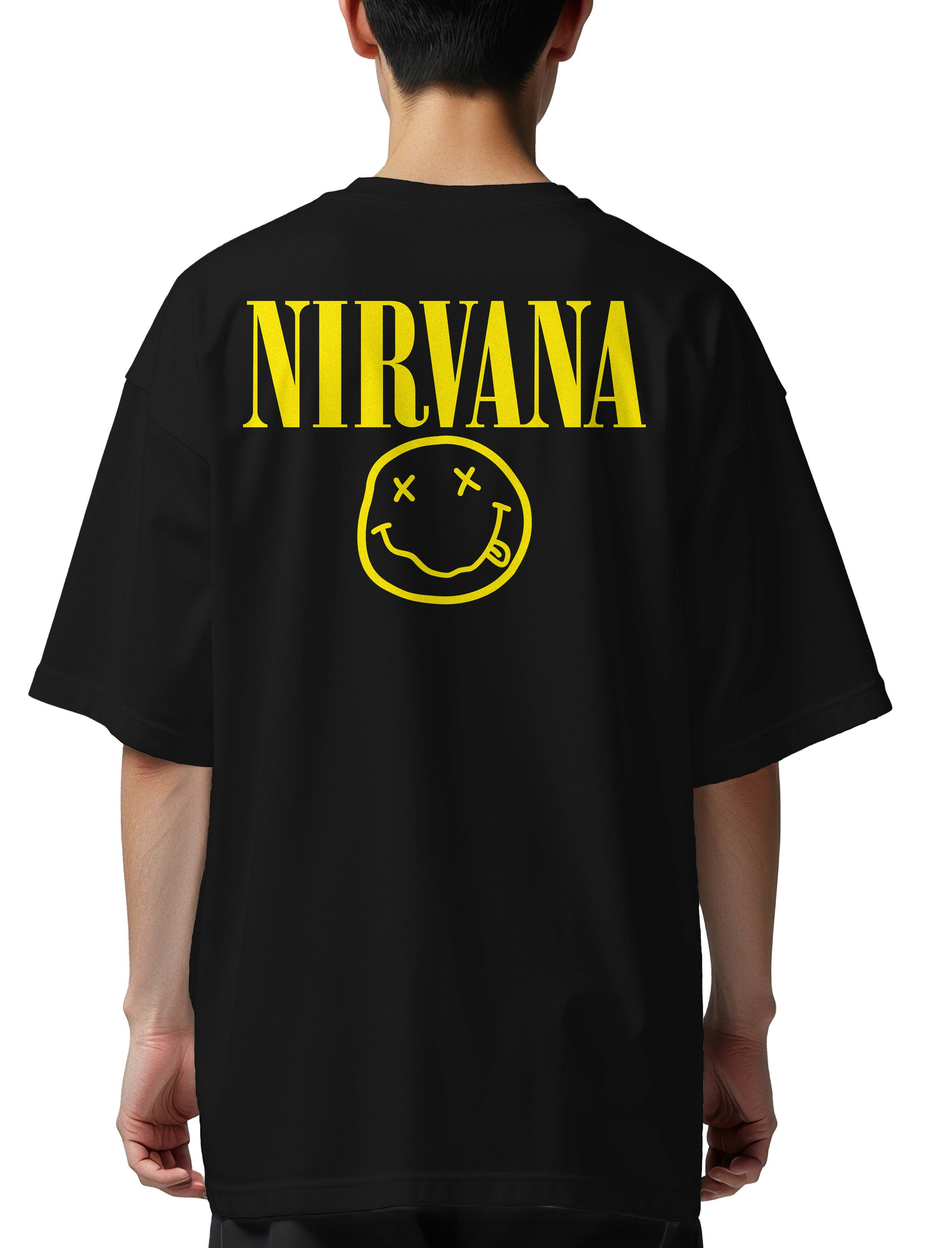 Oversized T-Shirt Nirvana Face Art Rock Avenue Black