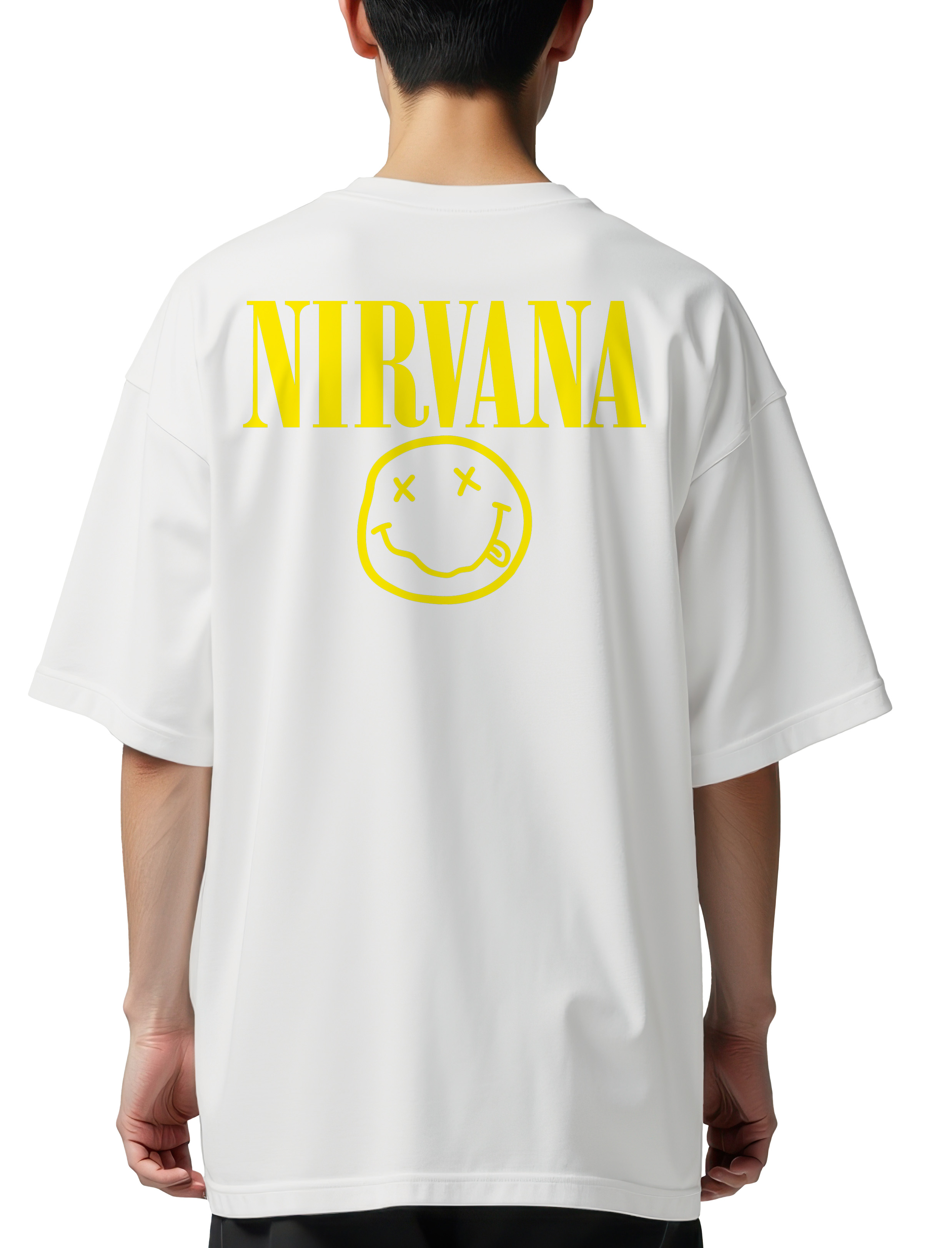 Oversized T-Shirt Nirvana Face Art Rock Avenue White