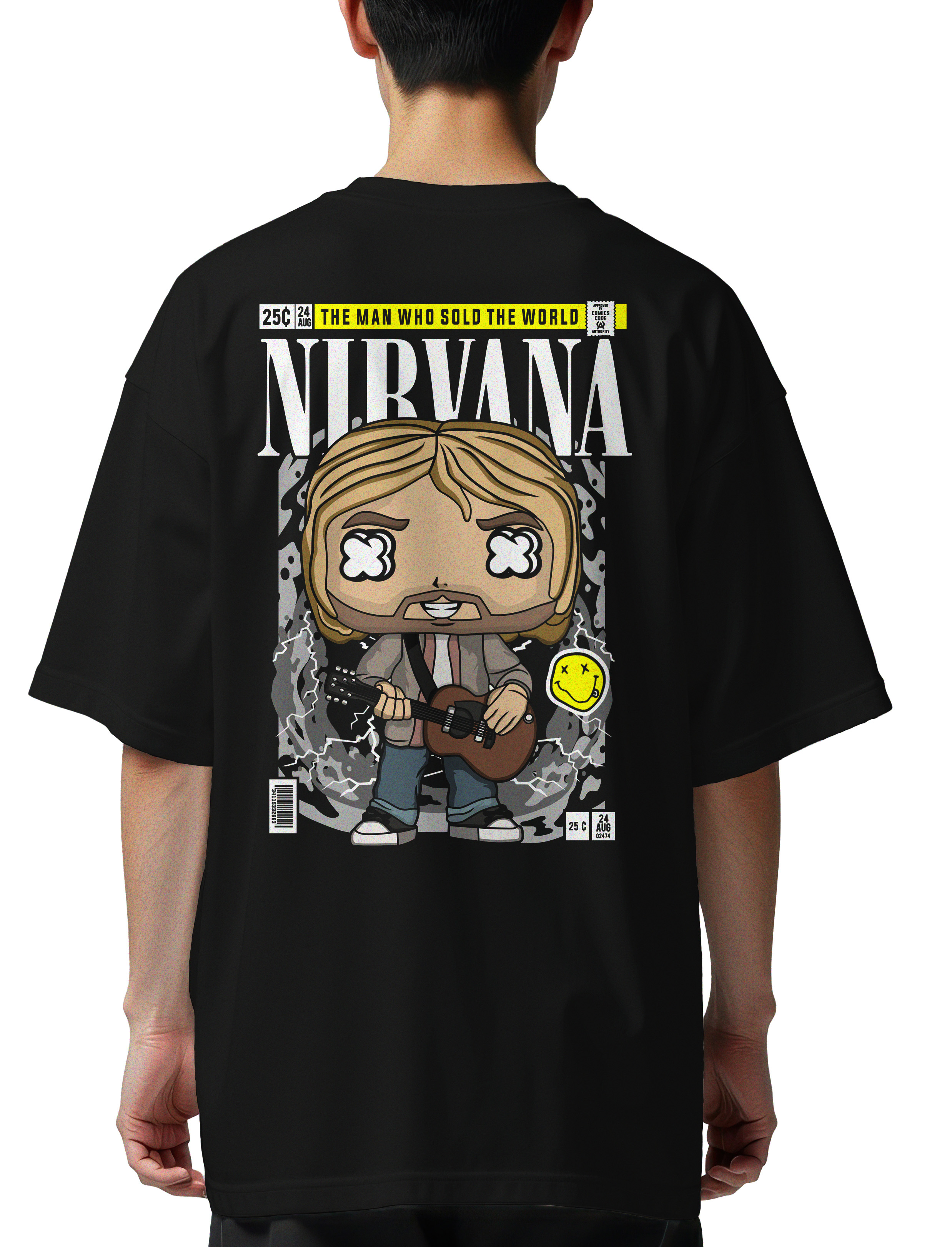 Oversized T-Shirt Nirvana Kurt Cobain Pop Culture Black