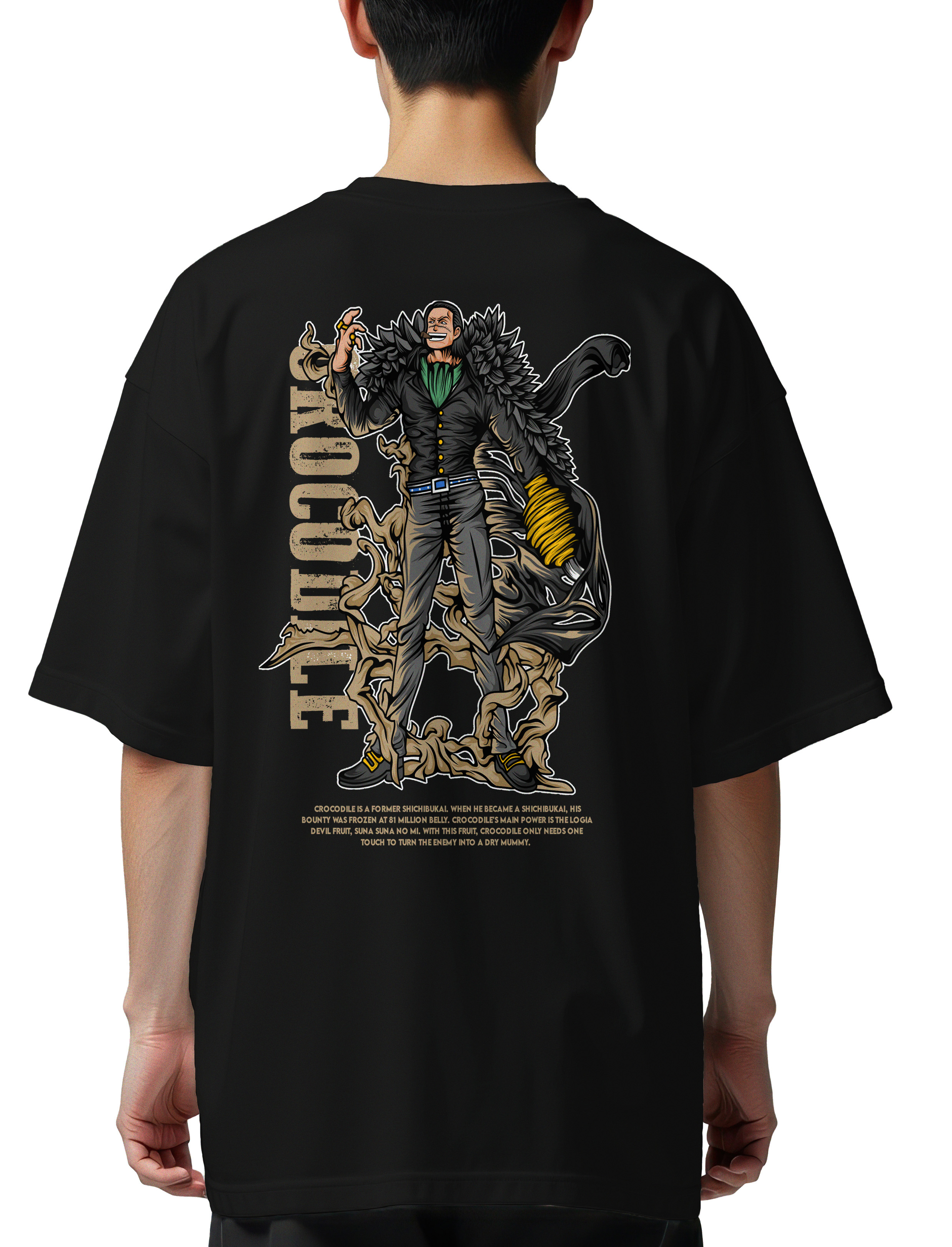Oversized T-Shirt One Piece Crocodile Pop Culture Black