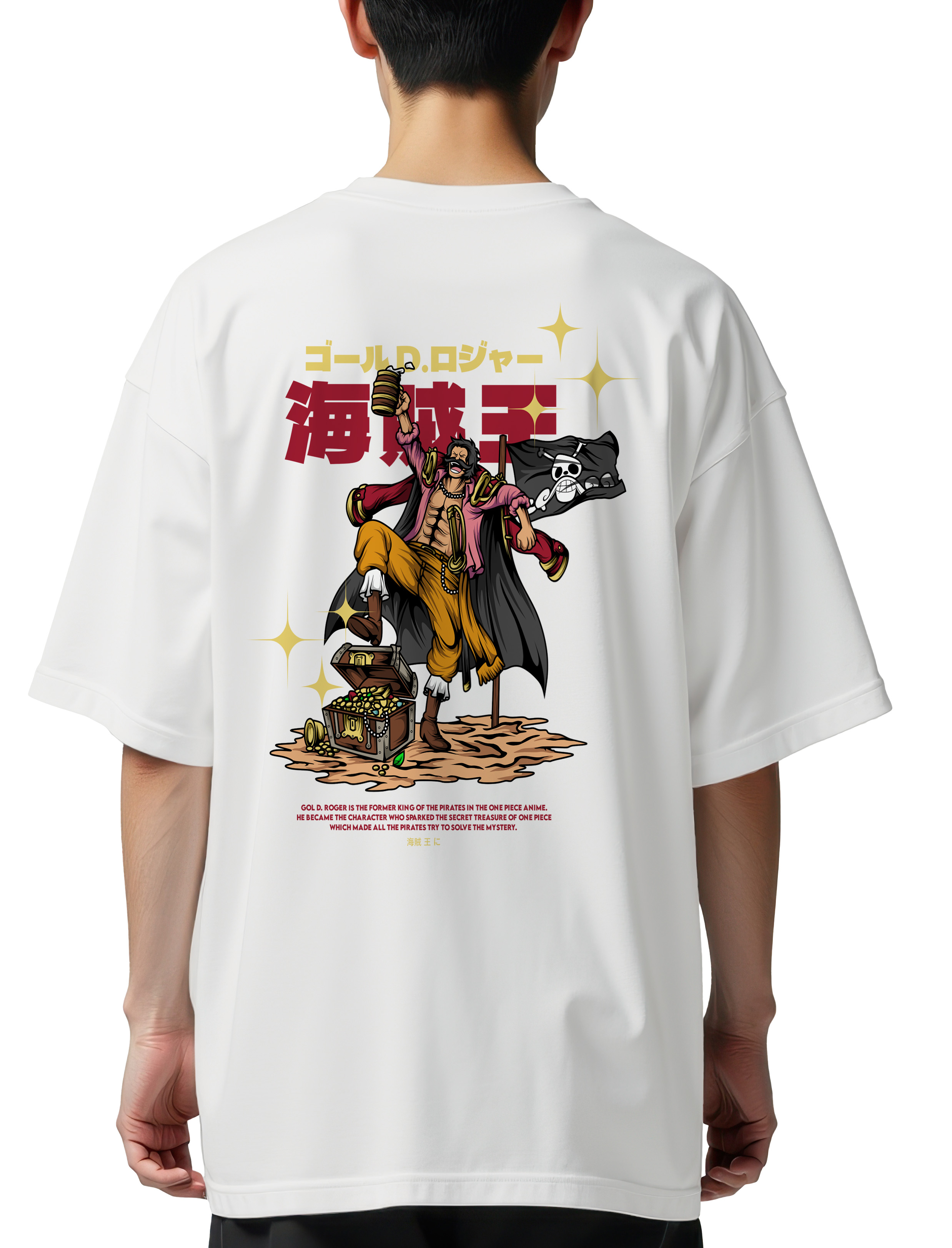 Oversized T-Shirt One Piece Gol D. Roger Pop Culture White