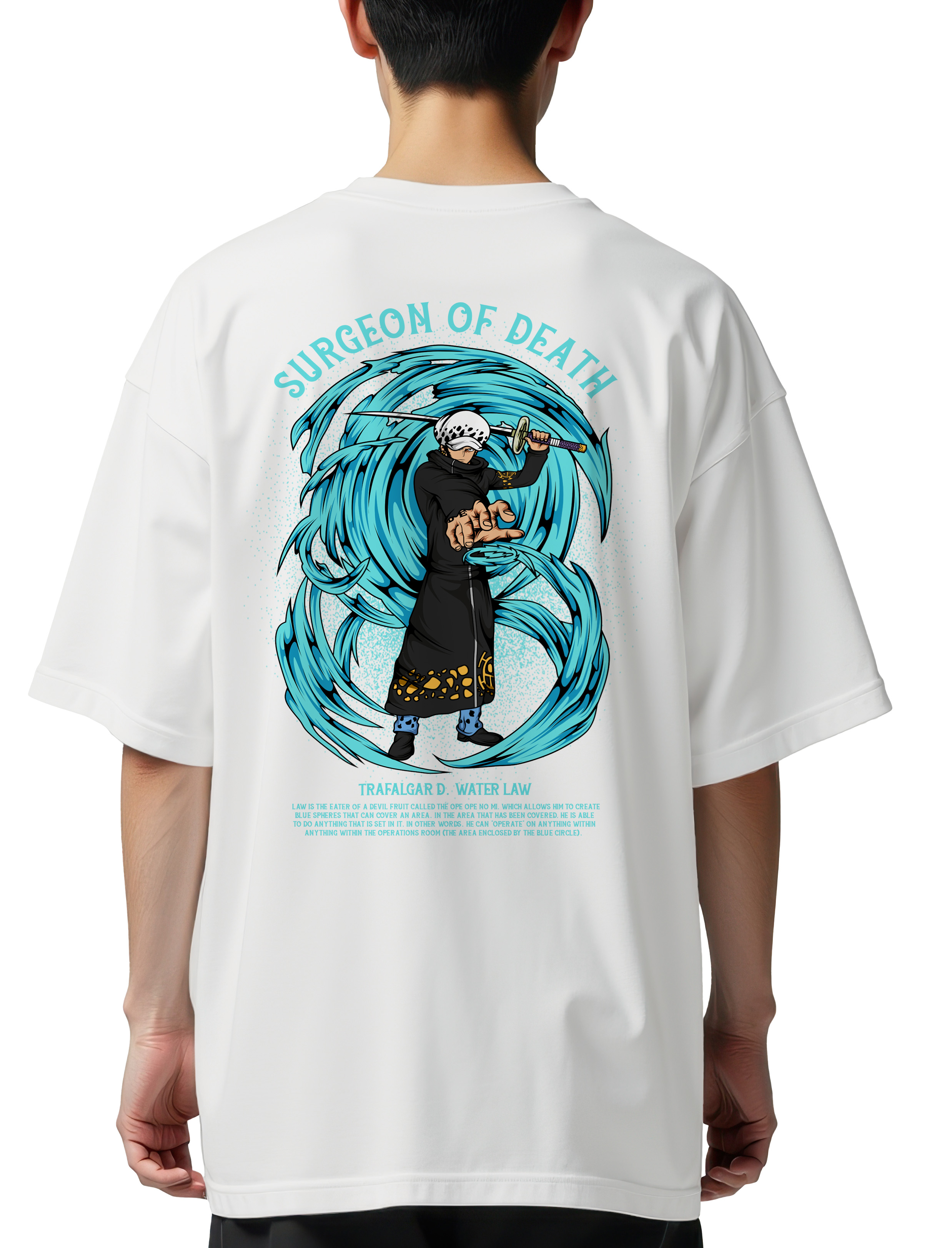 Oversized T-Shirt One Piece Law Pop Culture White