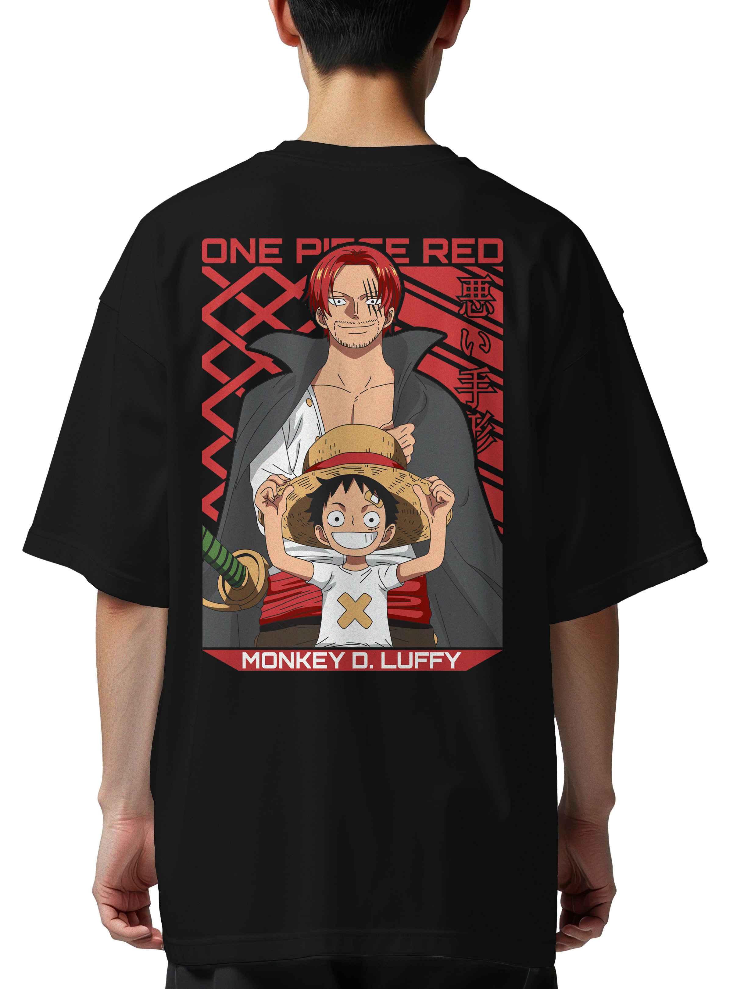 Oversized T-Shirt One Piece Luffy Pop Culture Black