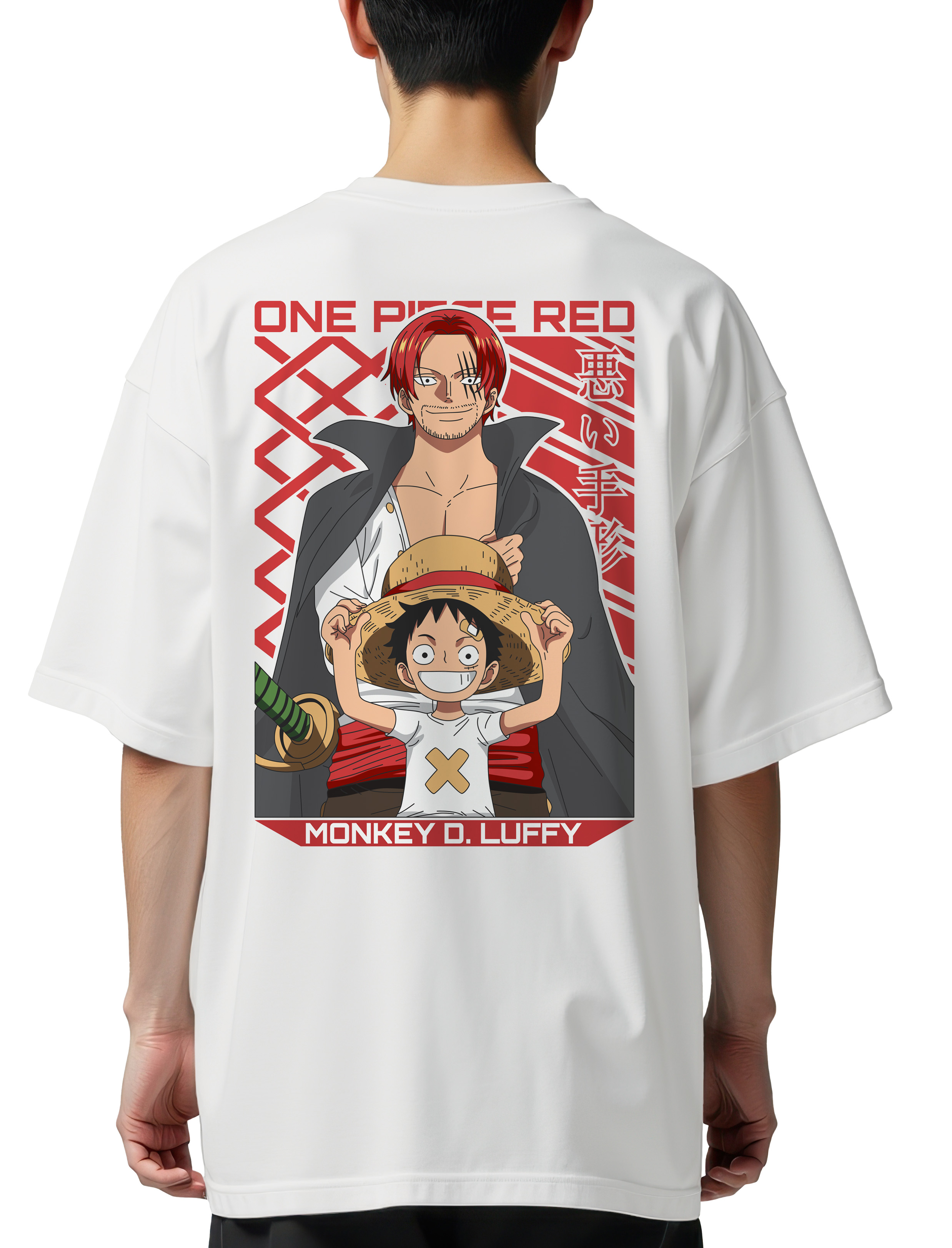 Oversized T-Shirt One Piece Luffy Pop Culture White