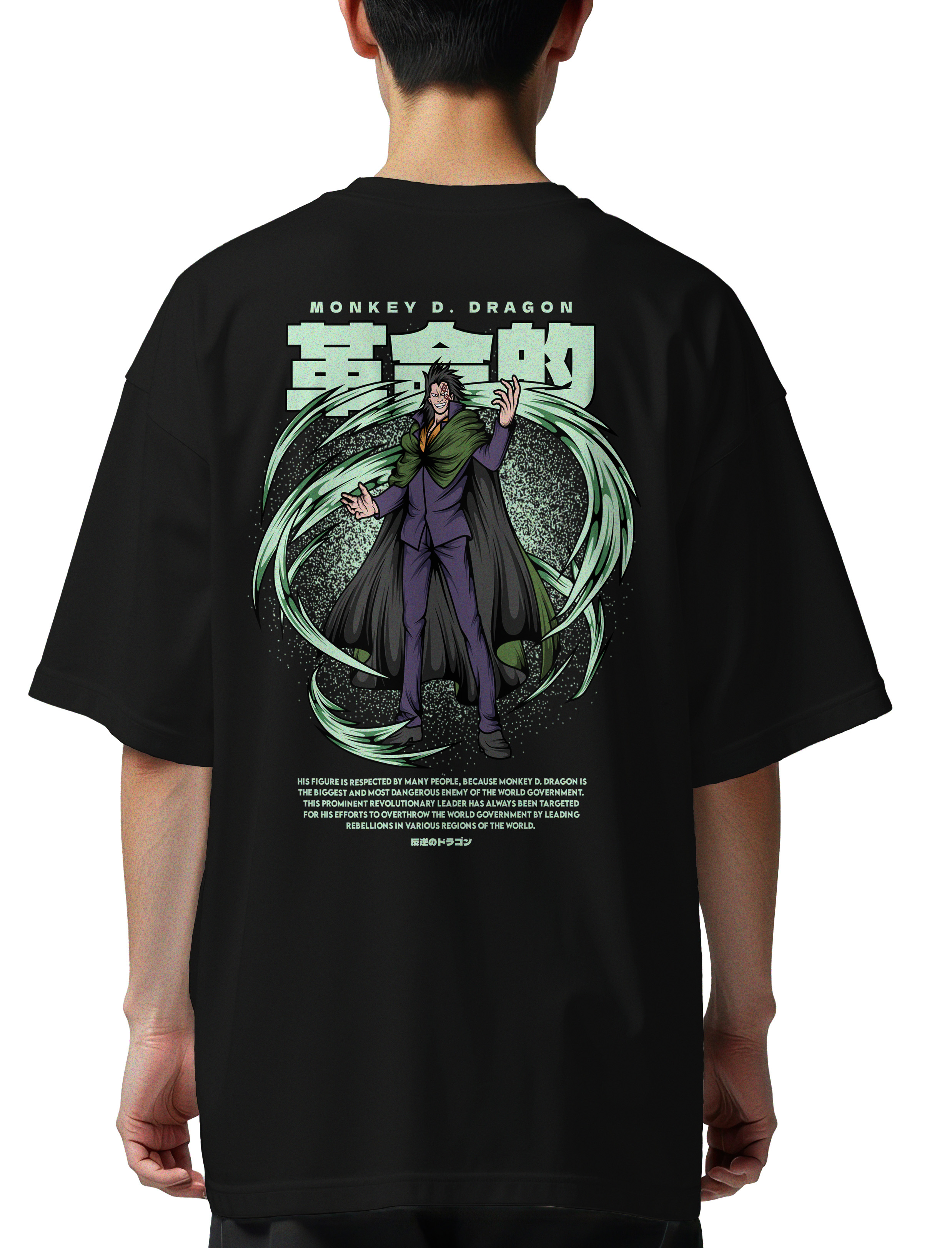 Oversized T-Shirt One Piece Monkey D. Dragon Pop Culture Black