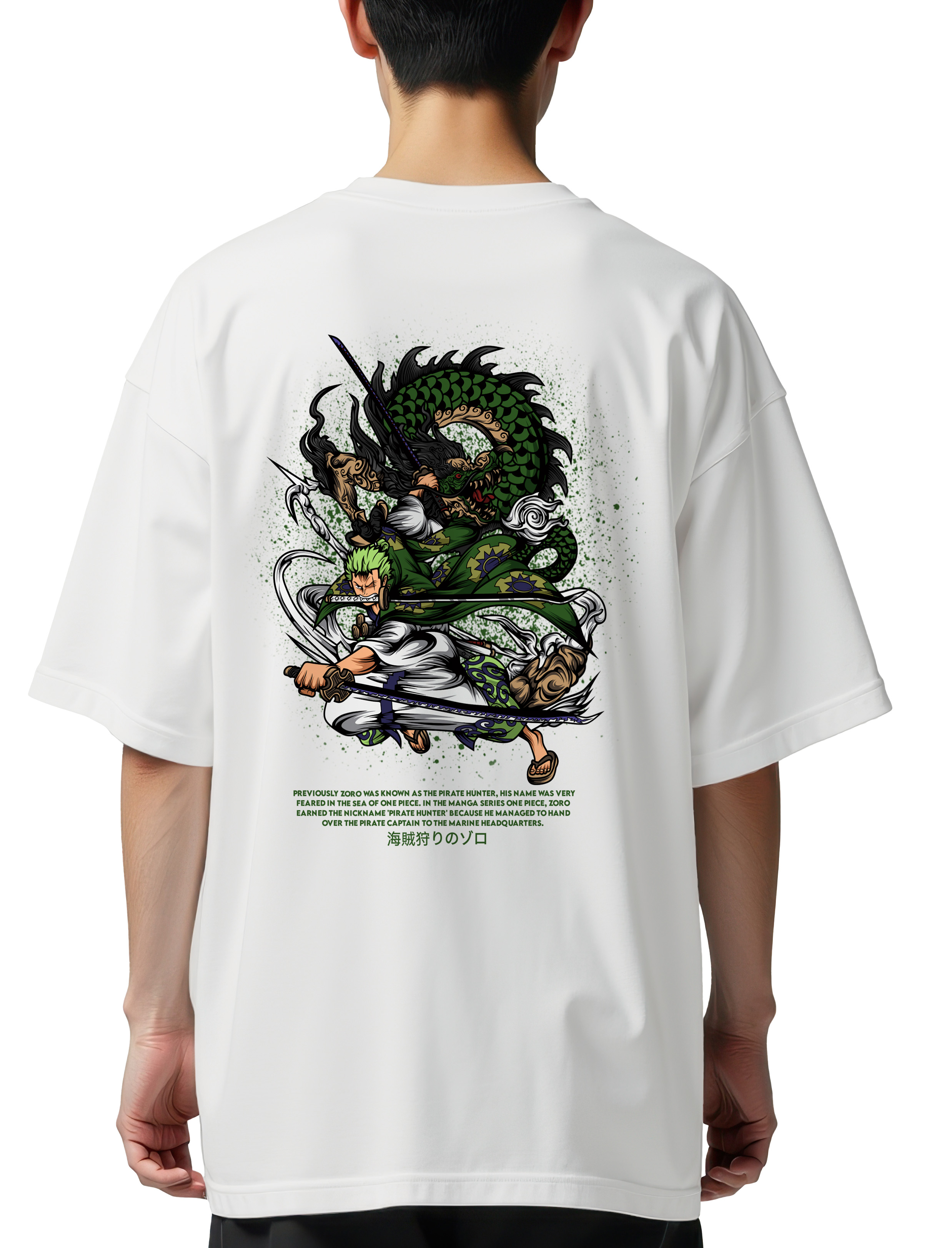 Oversized T-Shirt One Piece Roronoa Zoro Pop Culture White