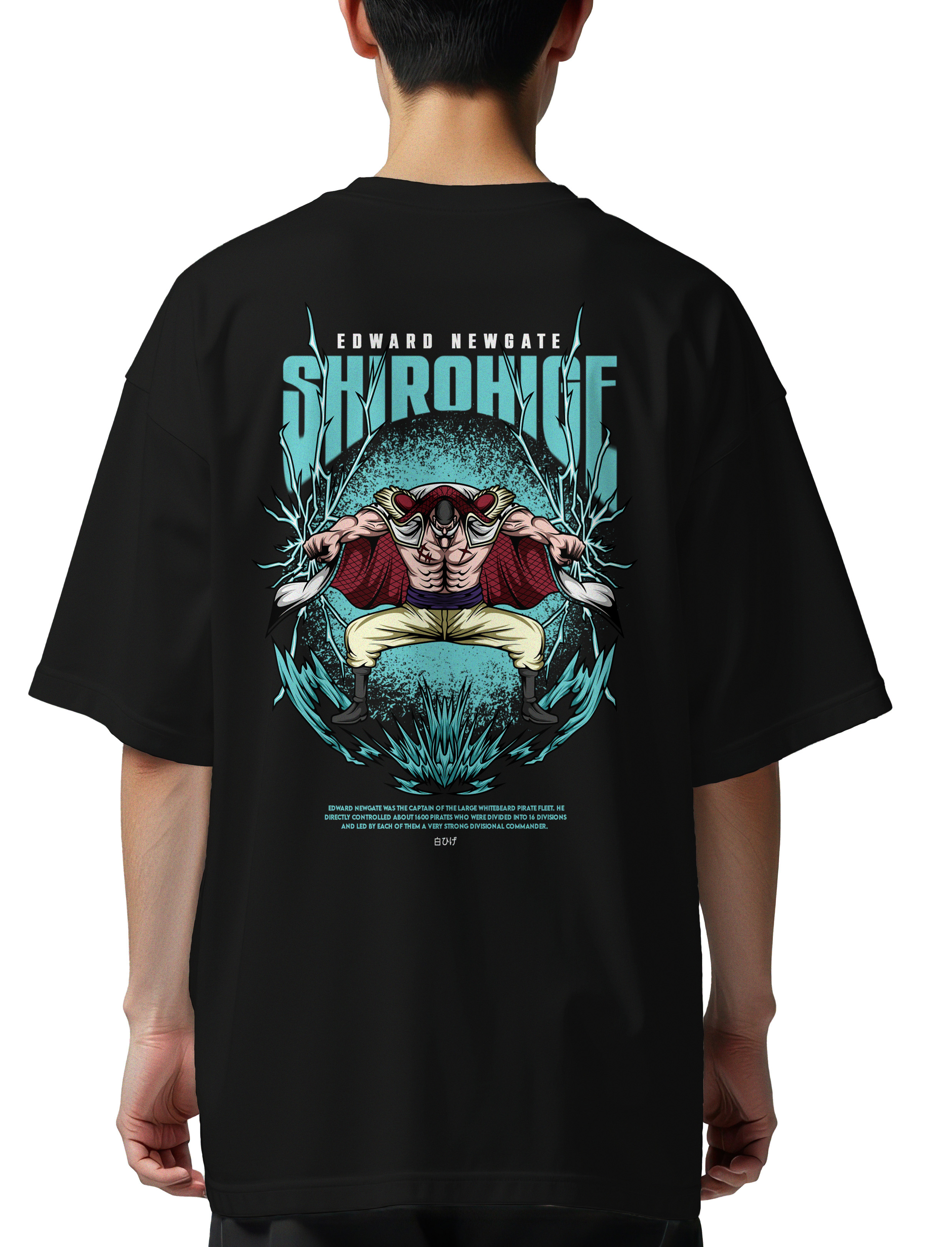 Oversized T-Shirt One Piece Shirohige White Pop Culture Black