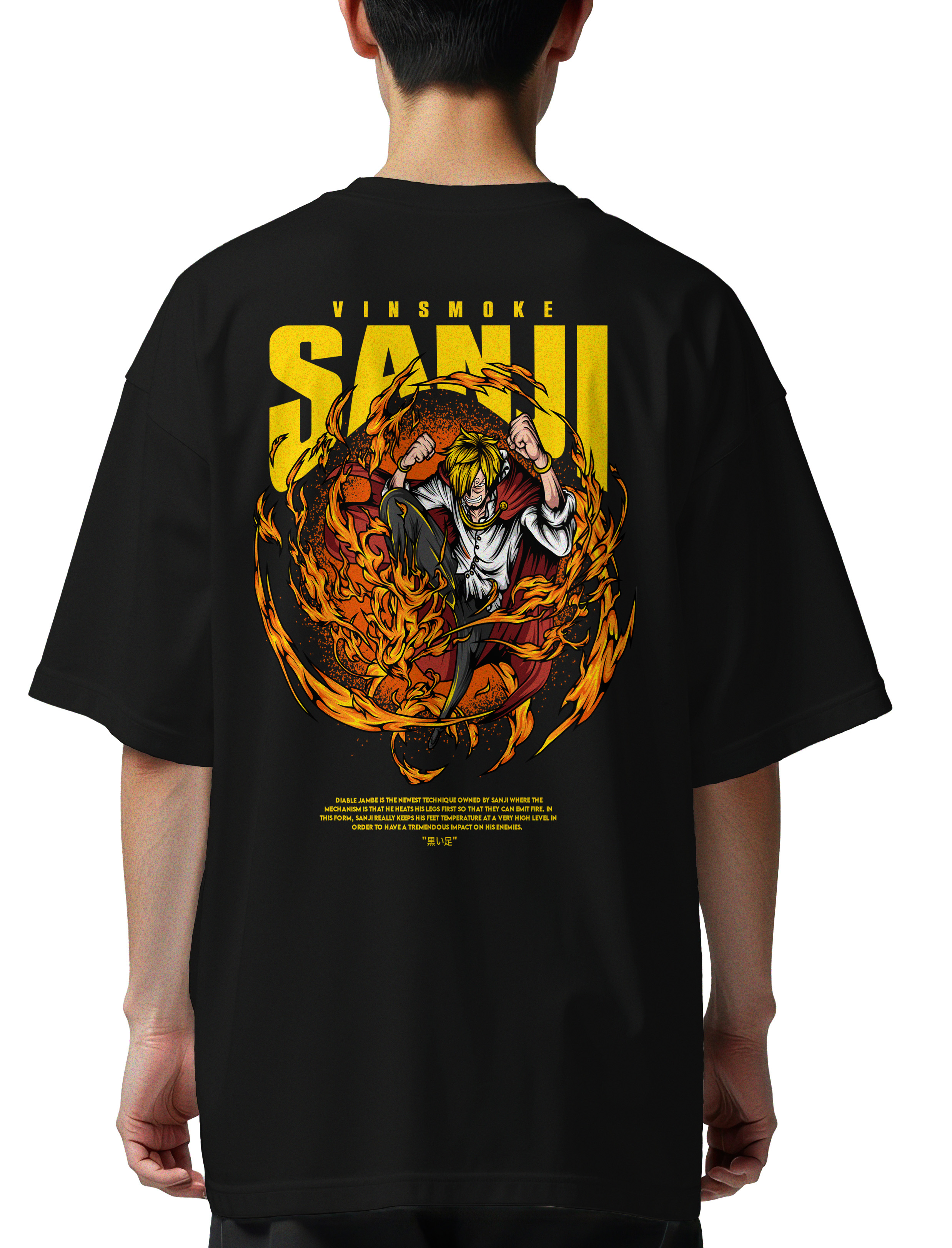 Oversized T-Shirt One Piece Vinsmoke Sanji Pop Culture Black