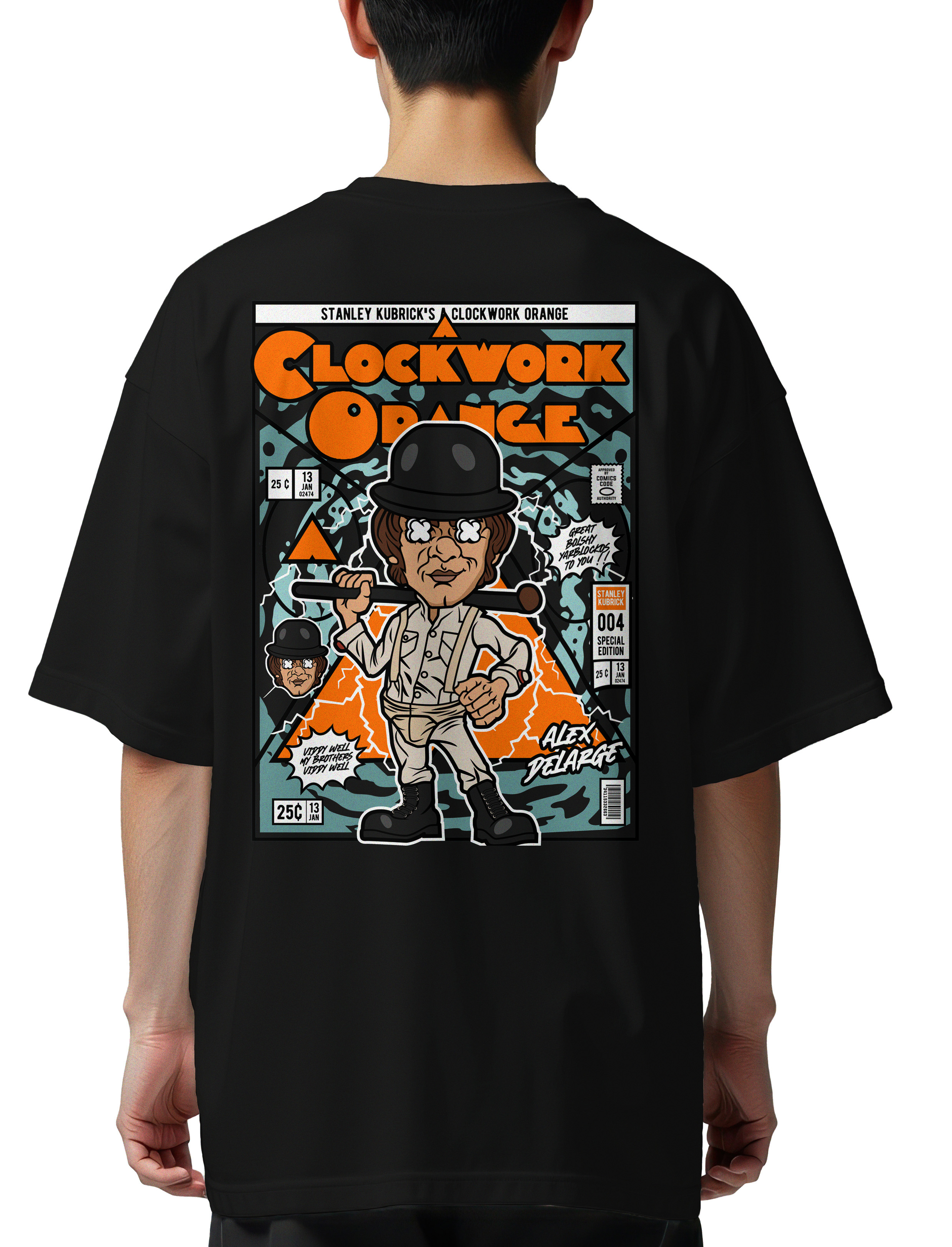 Oversized T-Shirt Alex Delarge Clockwork Orange Pop Culture Black