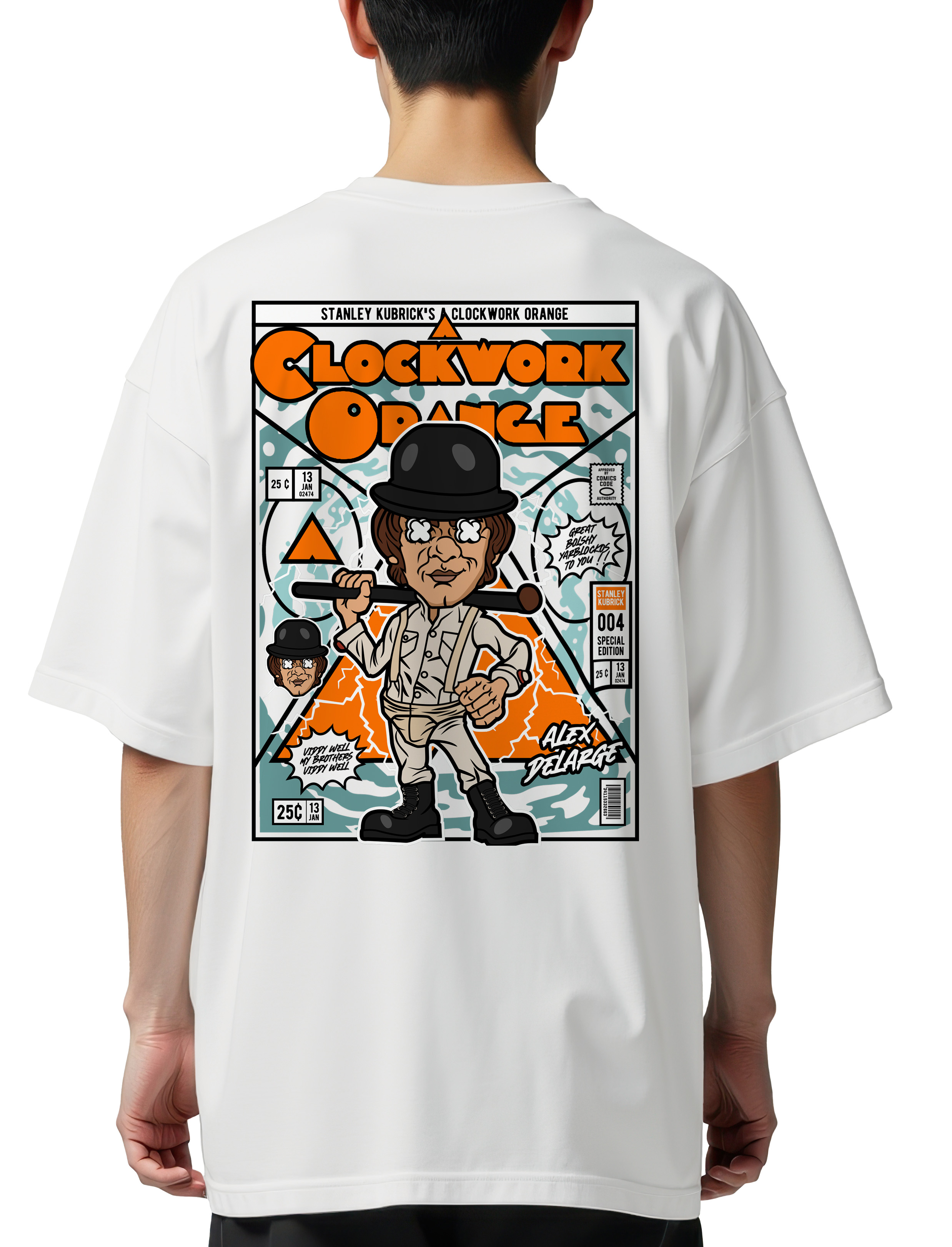Oversized T-Shirt Alex Delarge Clockwork Orange Pop Culture White