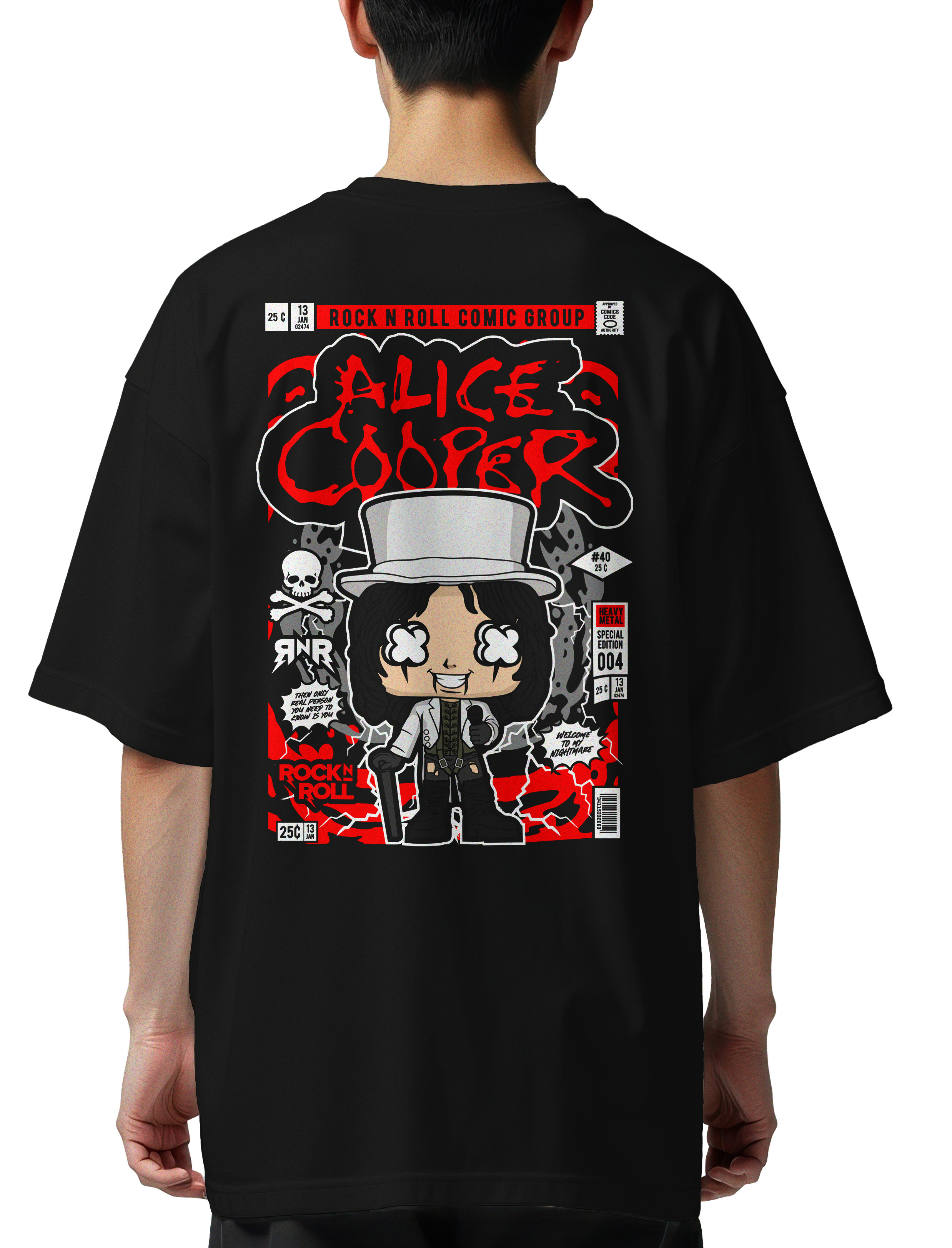 Oversized T-Shirt Alice Cooper Pop Culture Black