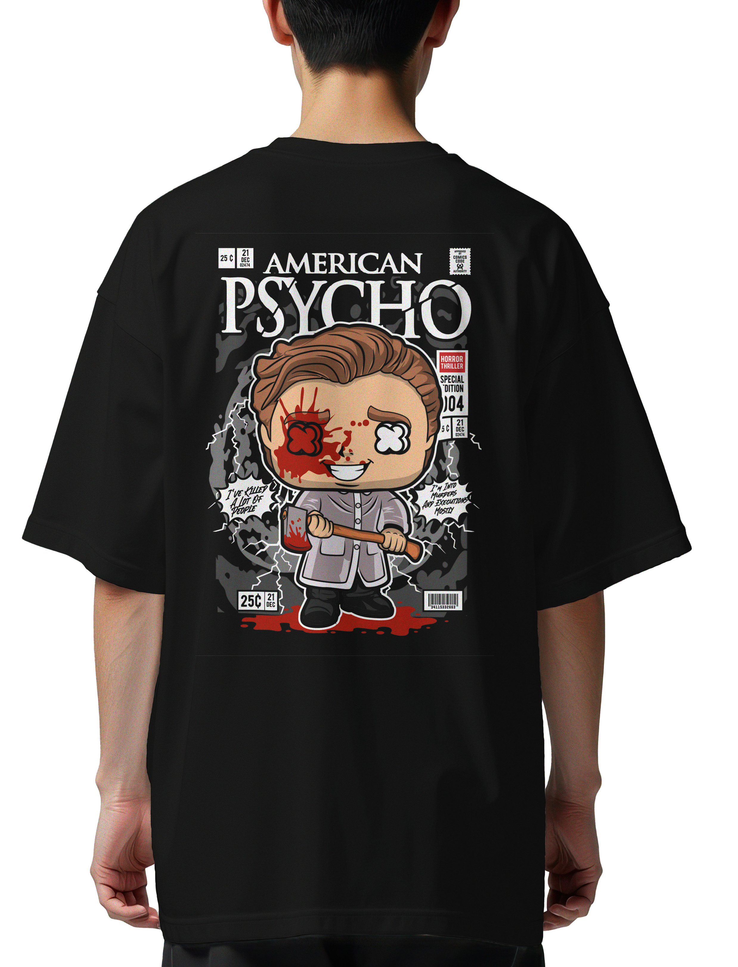 Oversized T-Shirt American Psycho Patrick Bateman Pop Culture Black